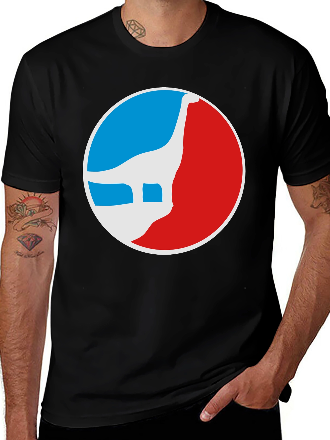 Retro Dinosaur Logo Graphic Tee - Black