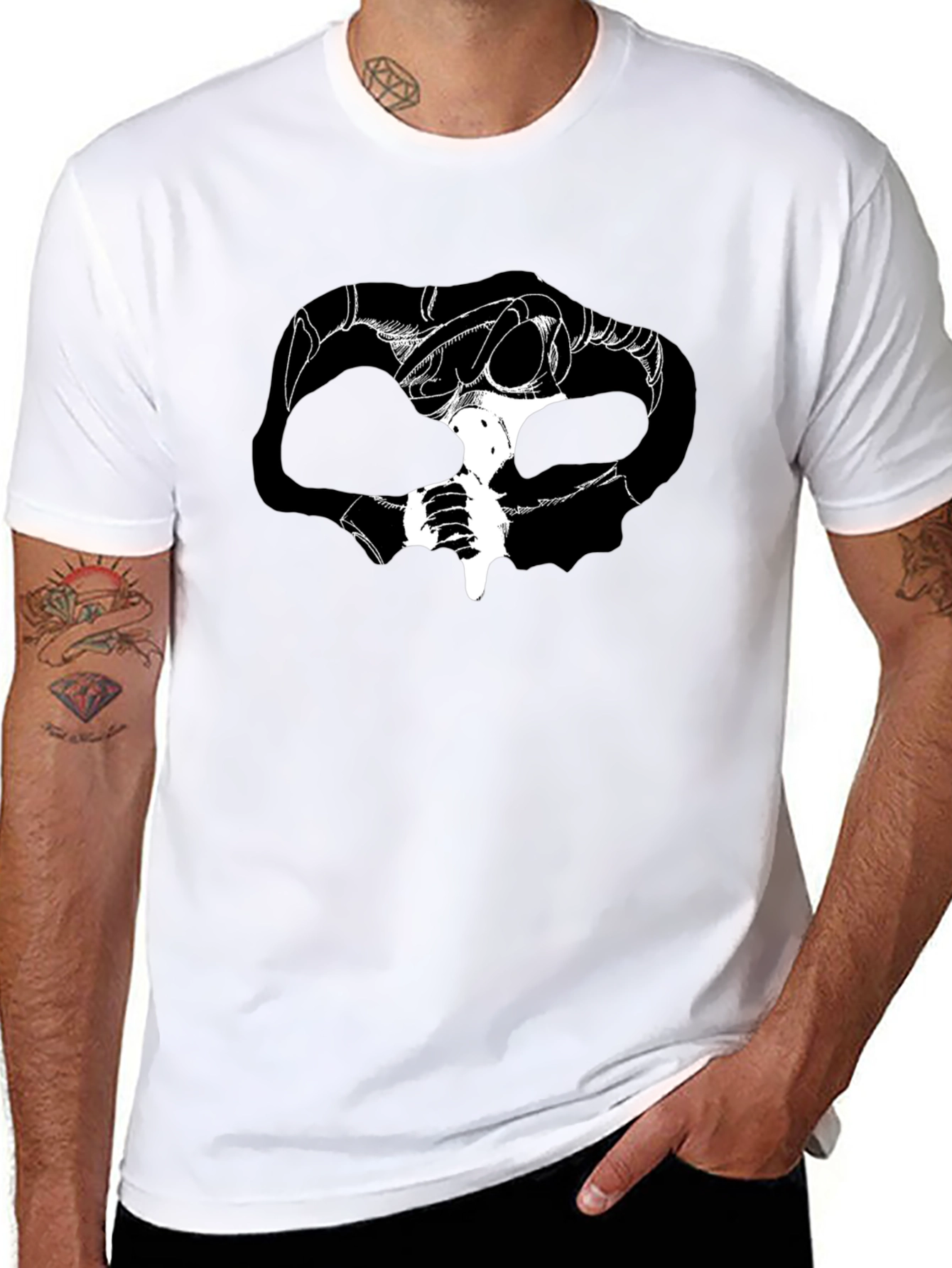 Graphic Print Skull Tee - Dark Fantasy Style