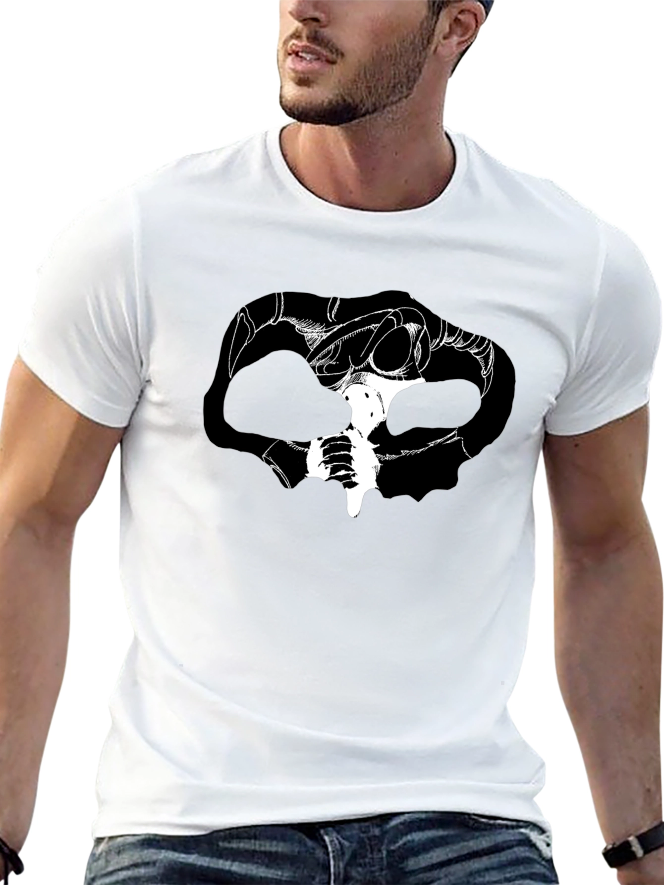 Graphic Print Skull Tee - Dark Fantasy Style