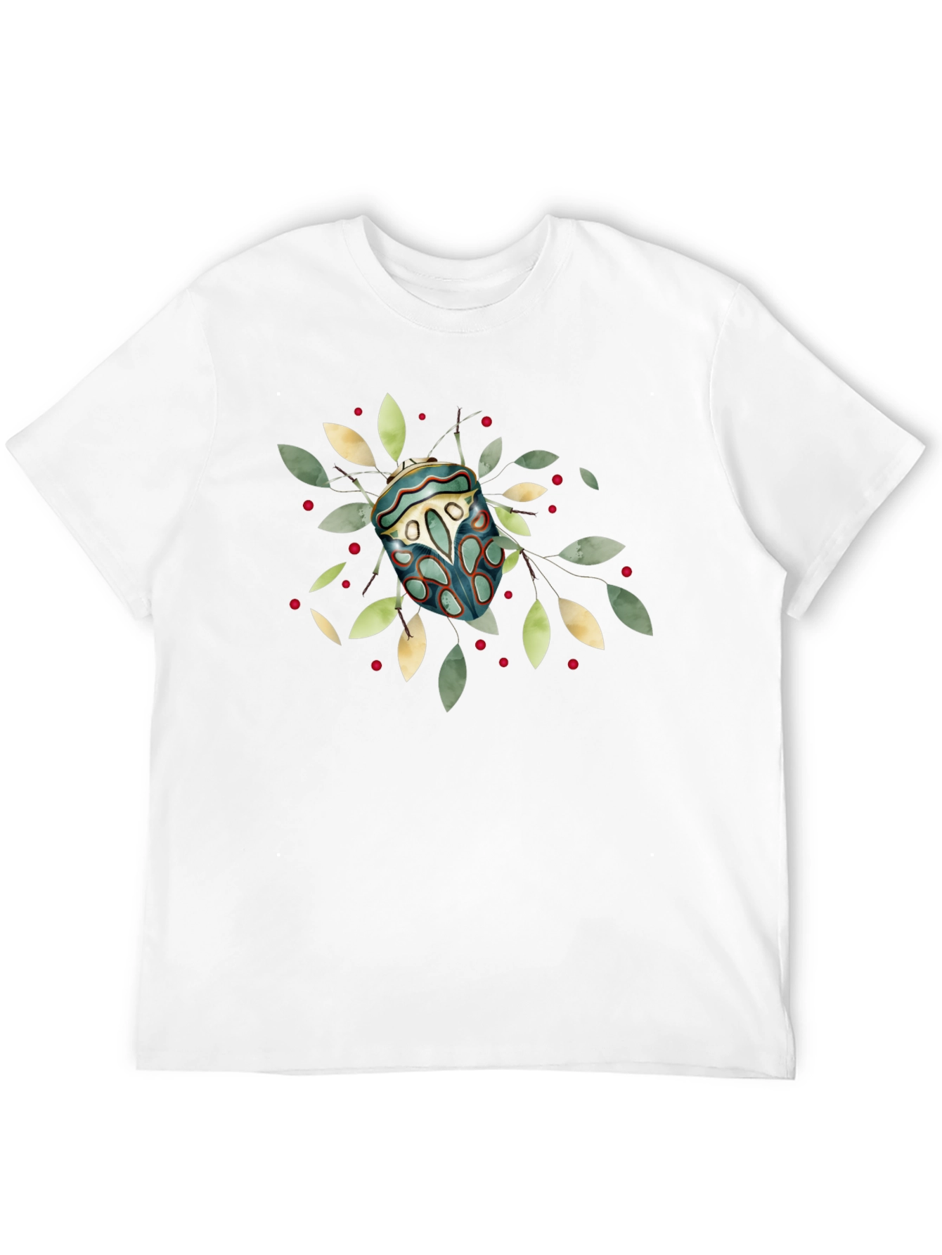 Artistic Bug Print Black T-Shirt
