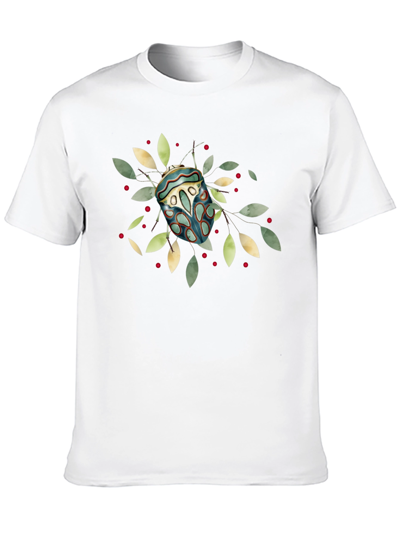 Artistic Bug Print Black T-Shirt