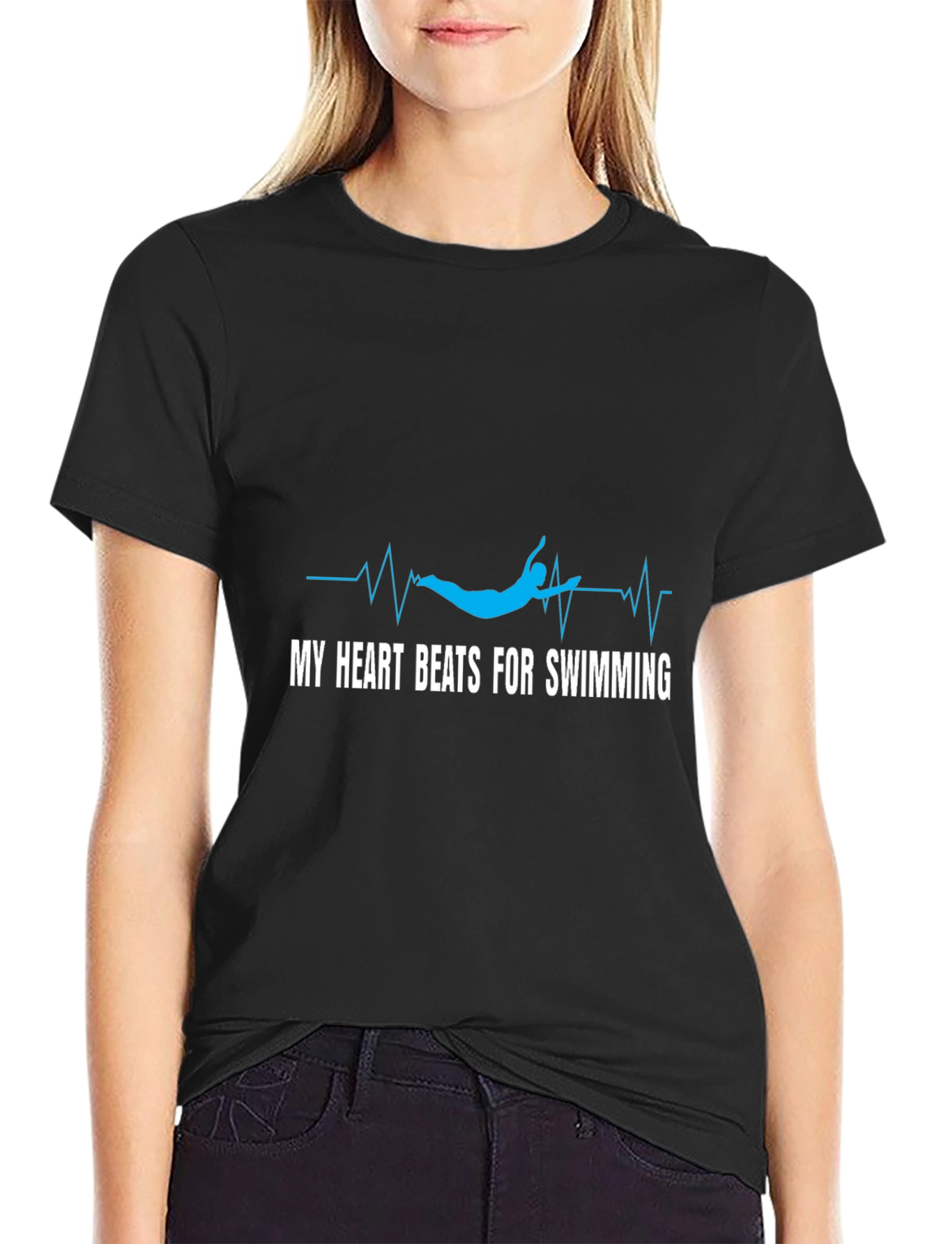 My Heart Beats for Swimming Graphic T-Shirt