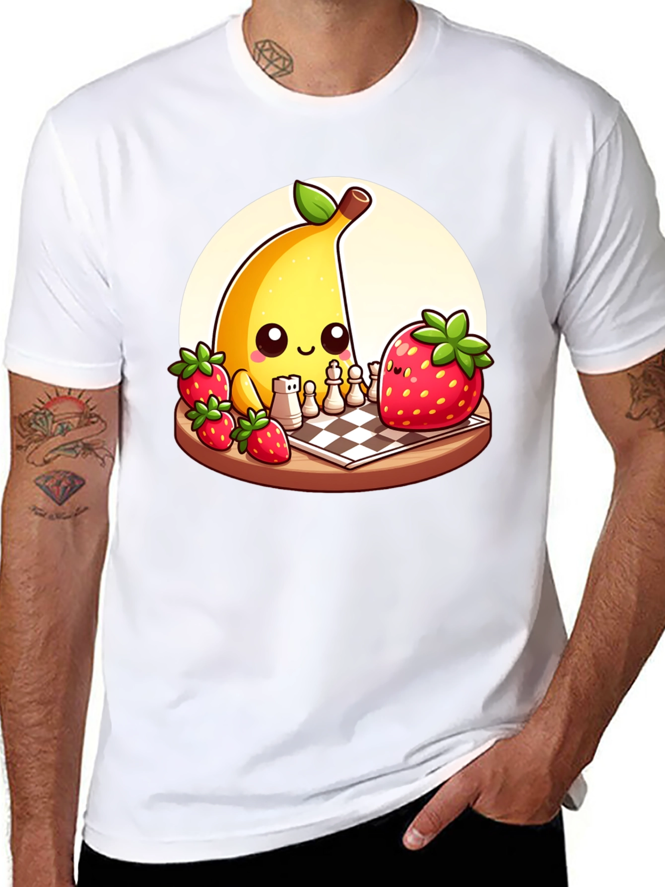 Banana vs Strawberry Chess T-Shirt