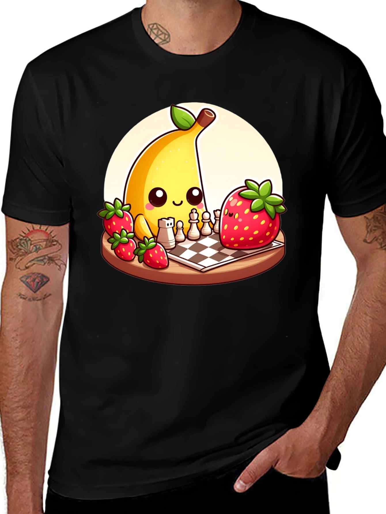 Banana vs Strawberry Chess T-Shirt