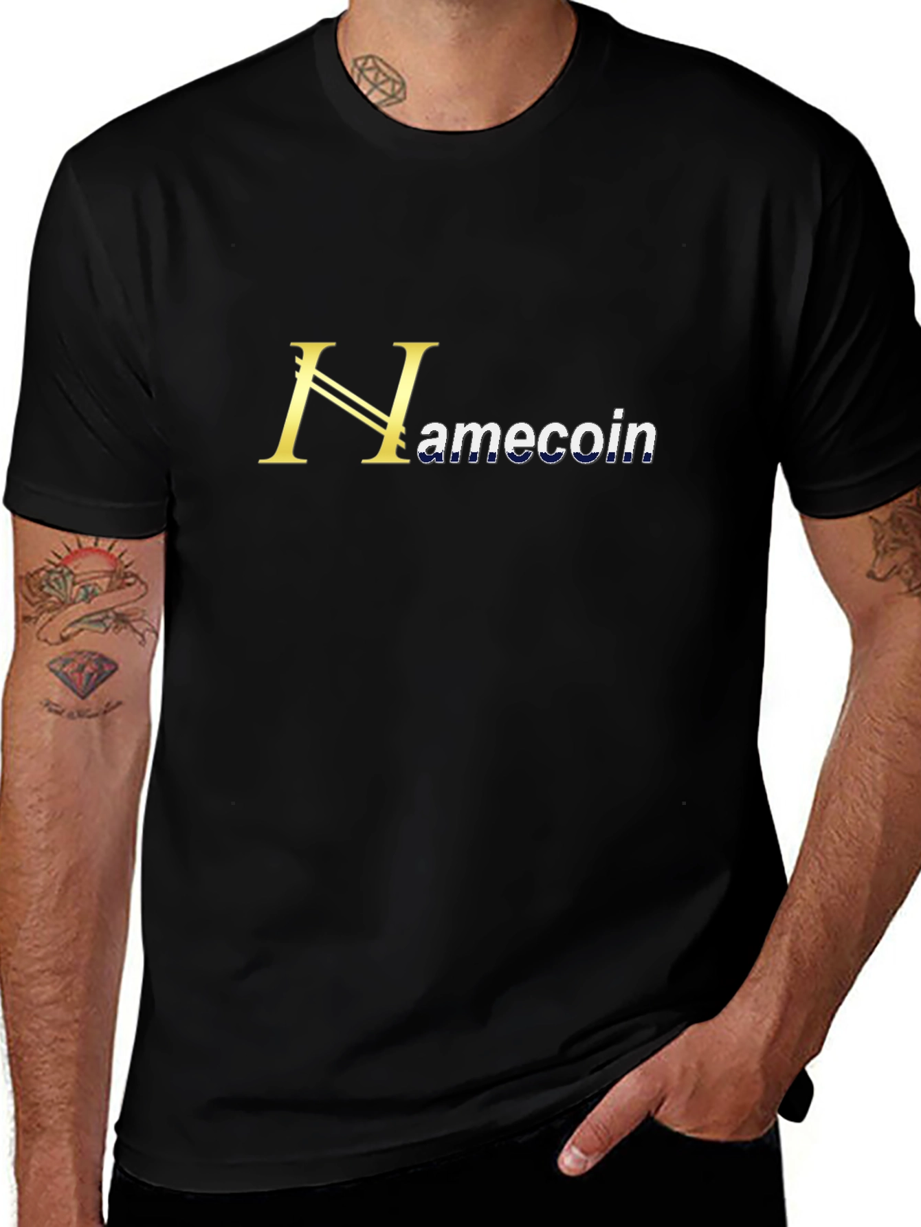 Hamecoin Graphic Tee - Black Short Sleeve T-Shirt
