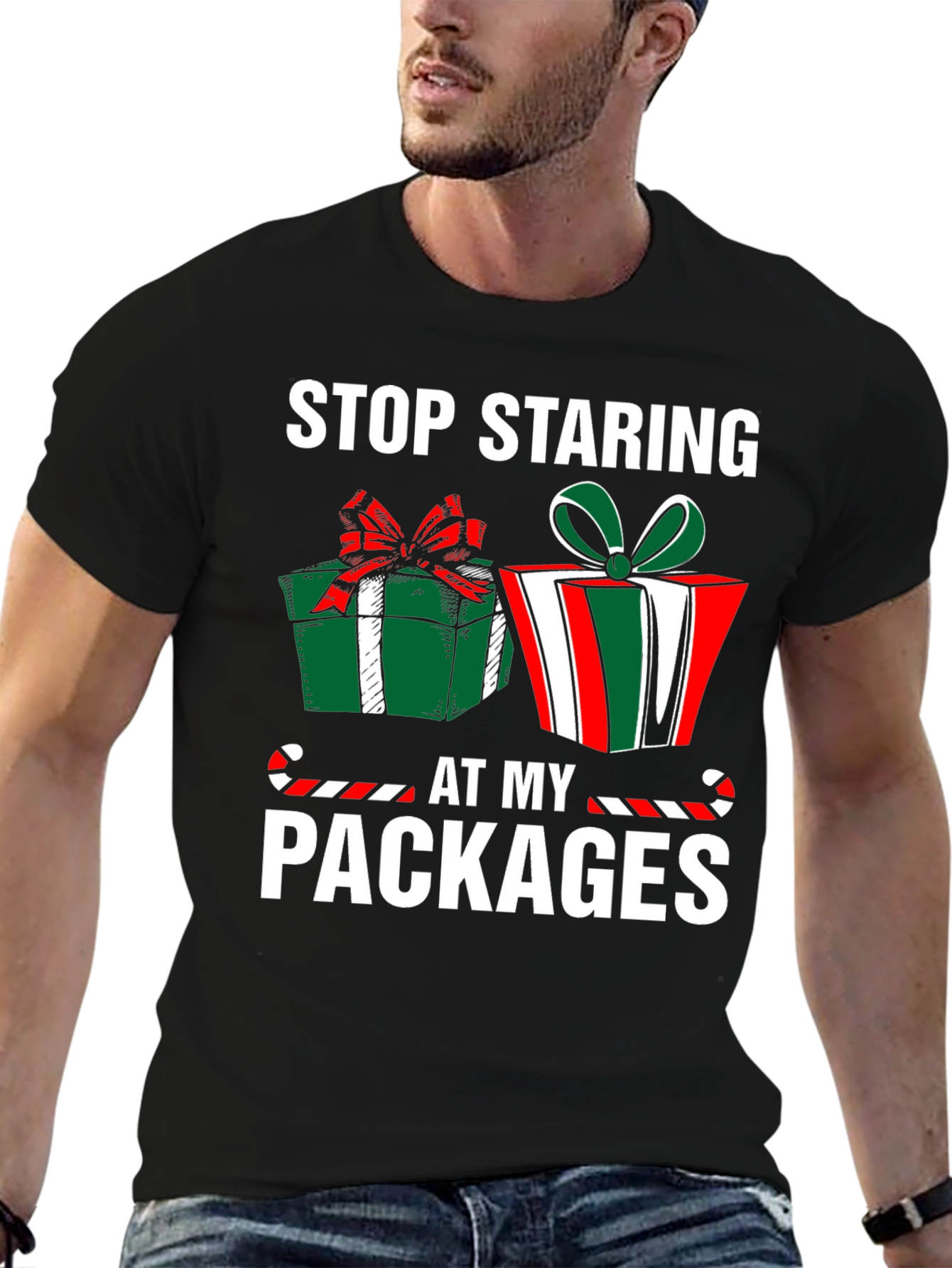 Stop Staring At My Packages Christmas T-Shirt