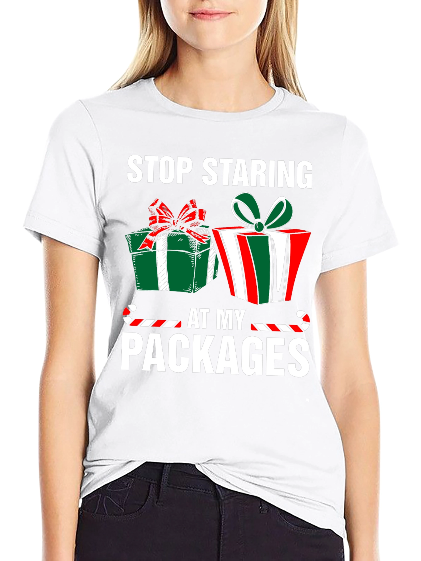Stop Staring At My Packages Christmas T-Shirt