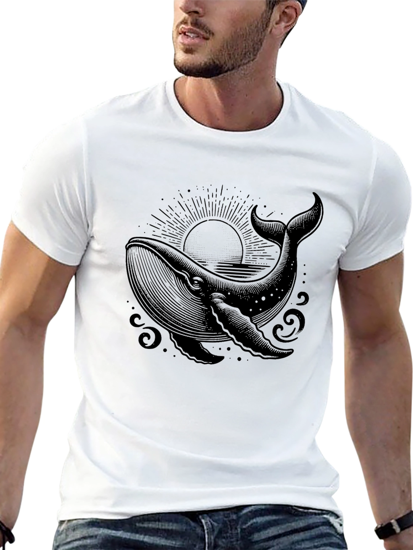 Whale Graphic Tee - Mens Black T-Shirt