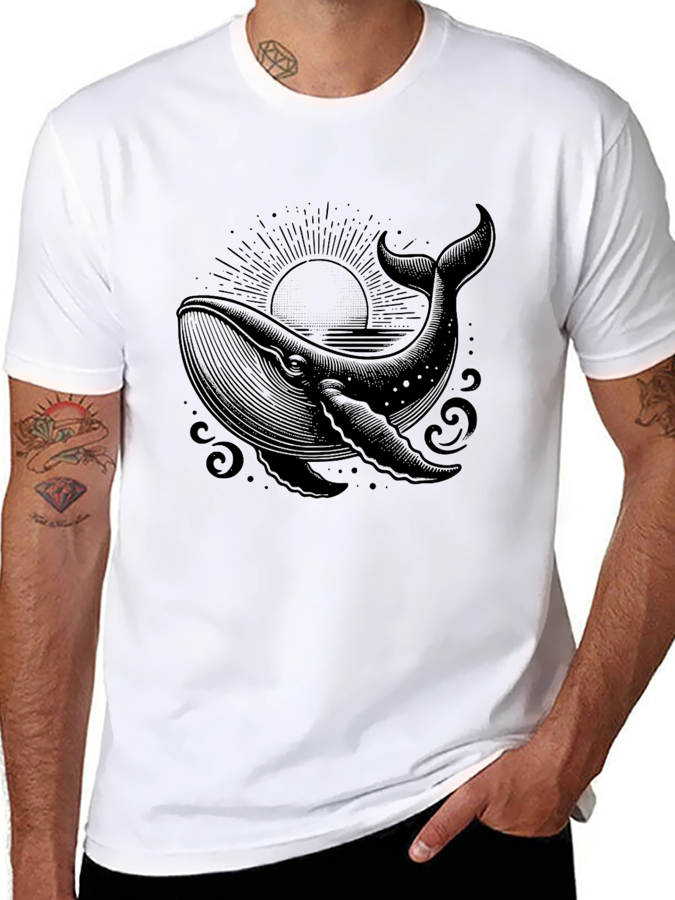 Whale Graphic Tee - Mens Black T-Shirt