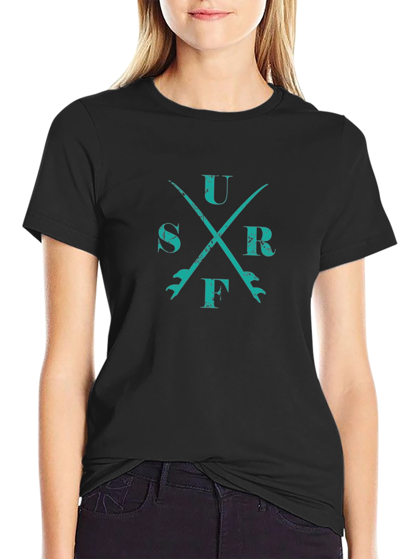 Surfboard Cross T-Shirt - Black