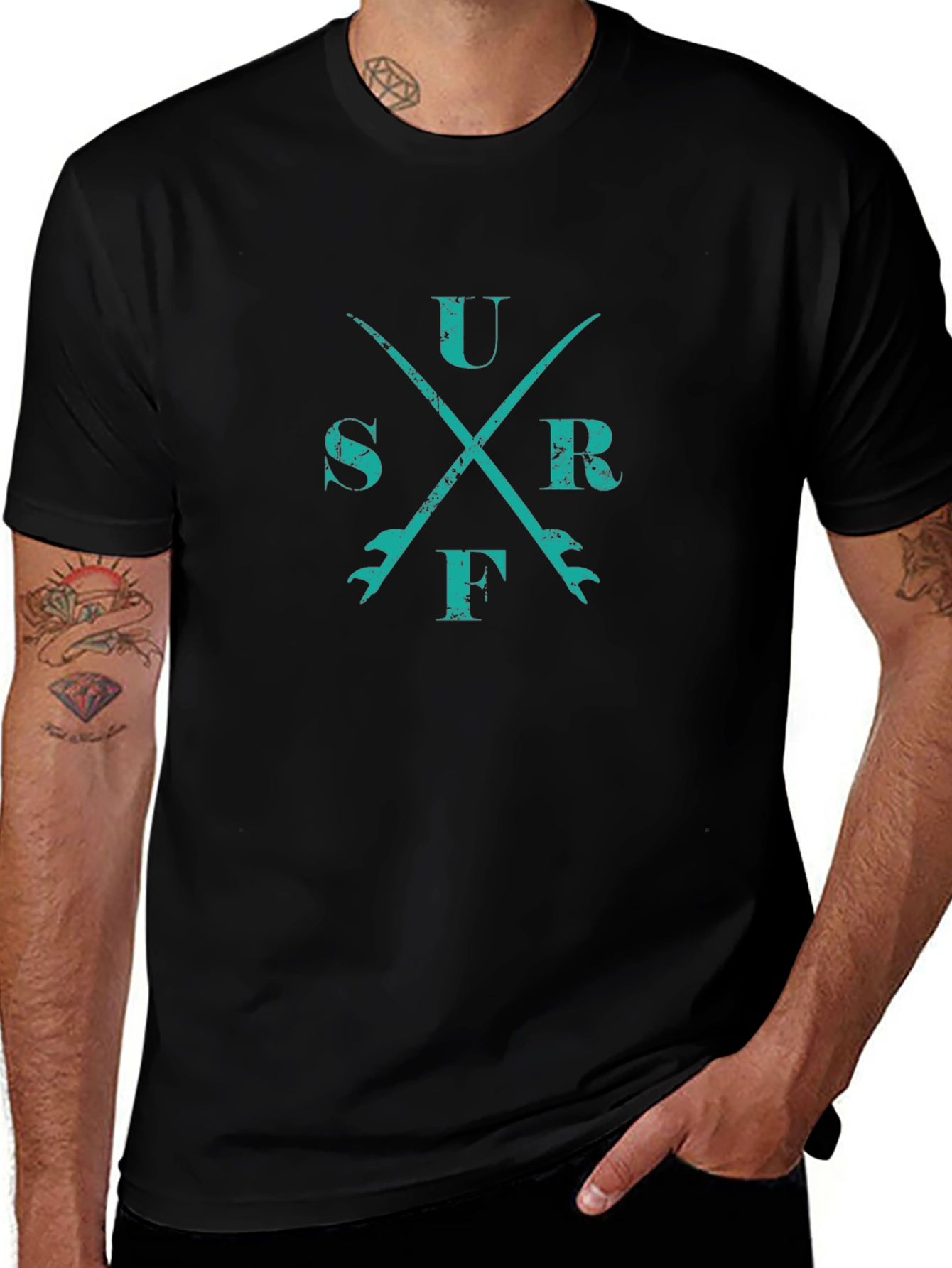 Surfboard Cross T-Shirt - Black
