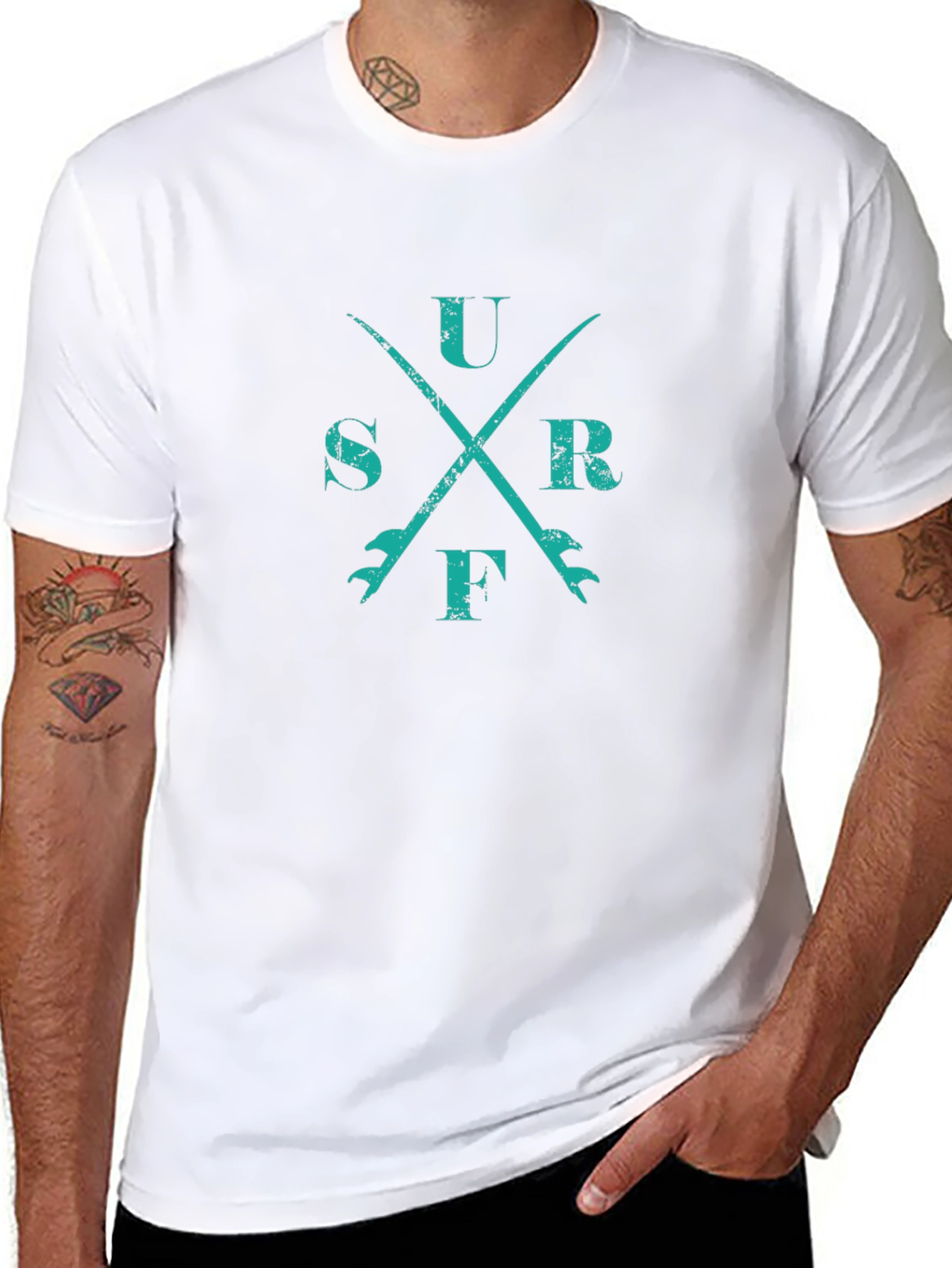 Surfboard Cross T-Shirt - Black