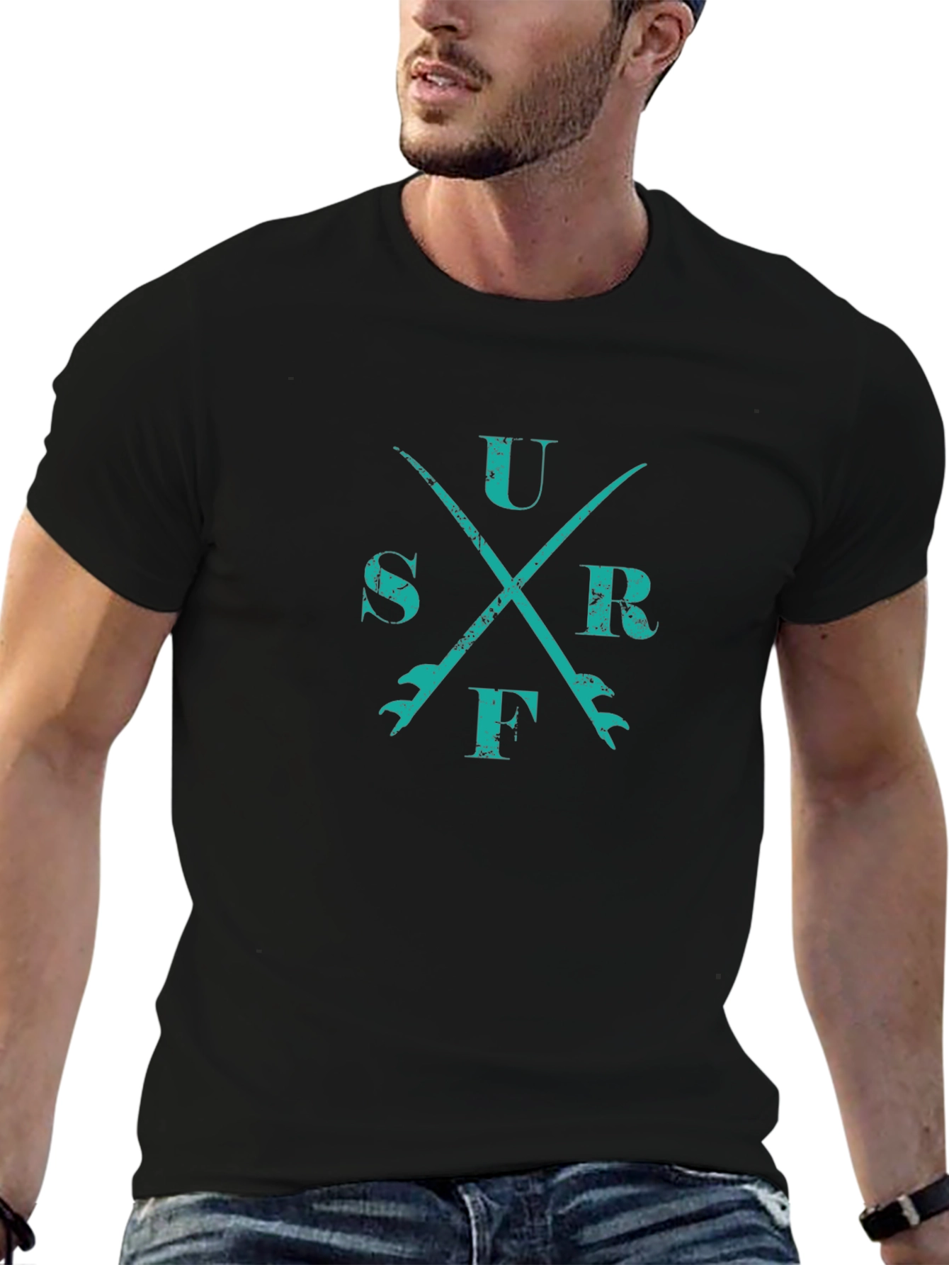Surfboard Cross T-Shirt - Black