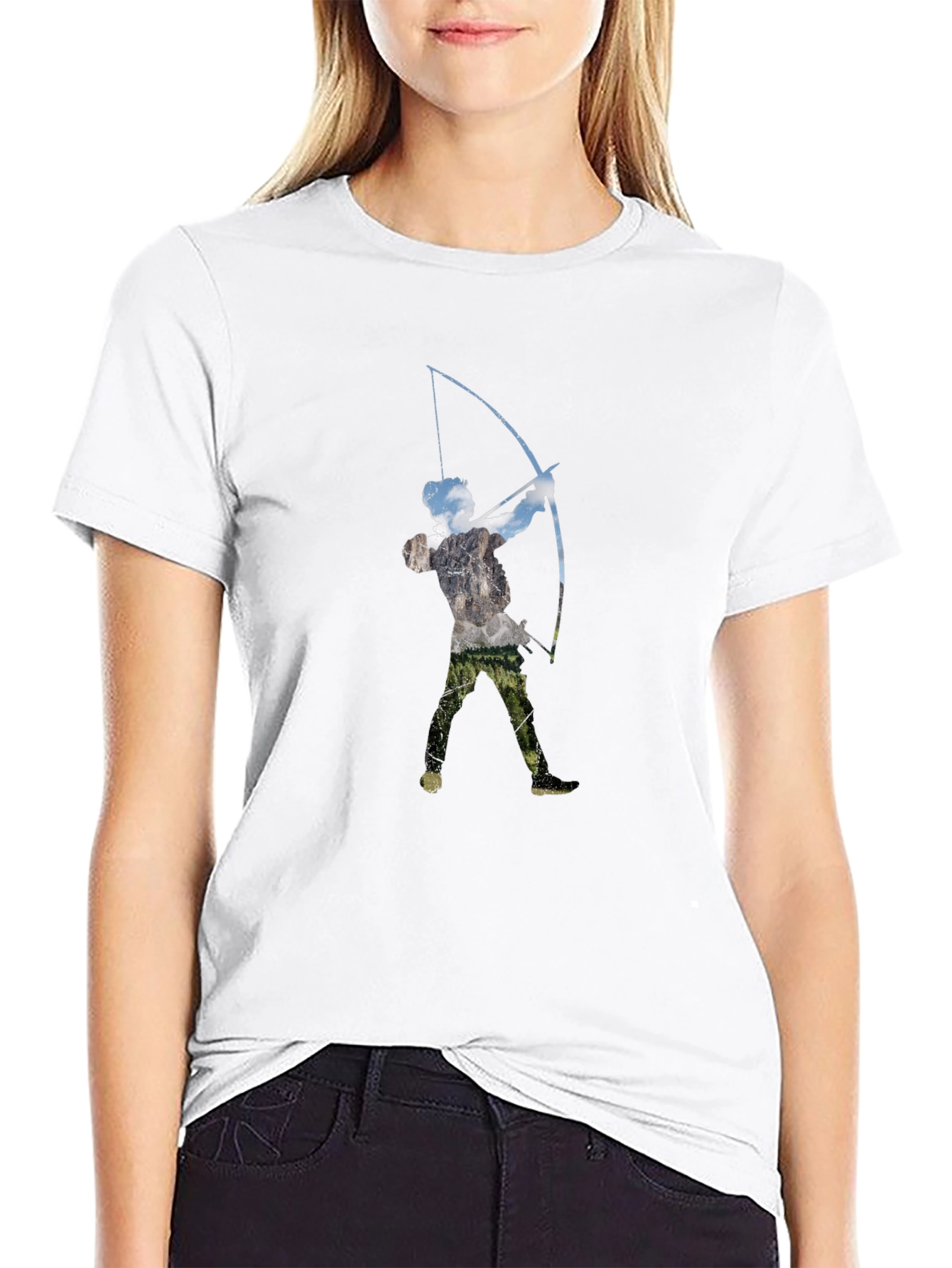 Archer Silhouette Graphic Tee - Black Cotton Blend