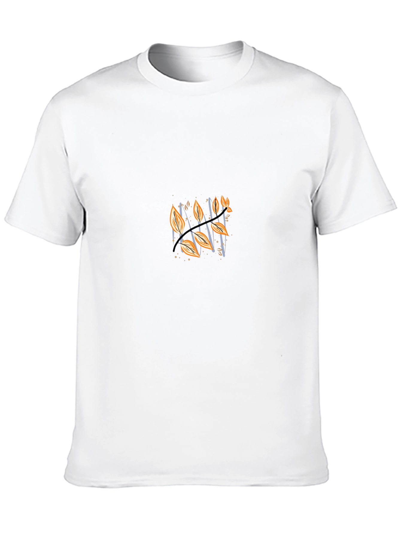 Stylish Black Tee with Autumnal Leaf Design