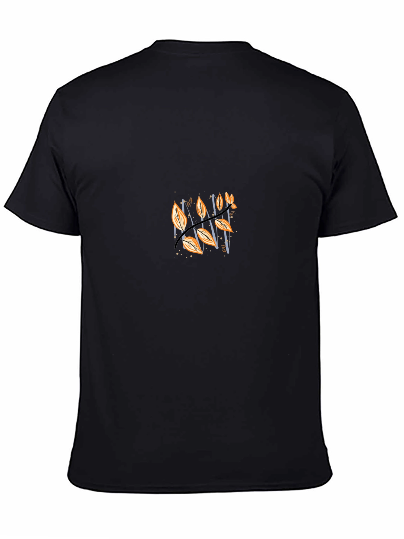 Stylish Black Tee with Autumnal Leaf Design