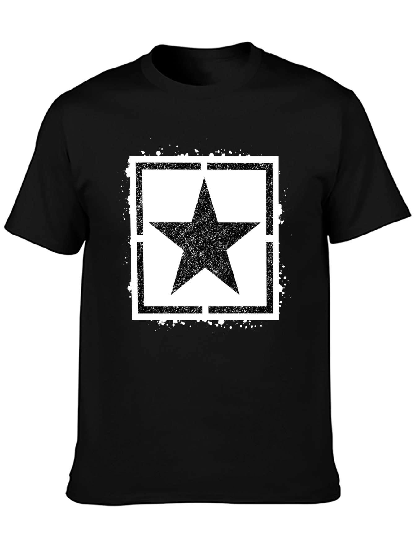 Black T-Shirt with Star Graphic