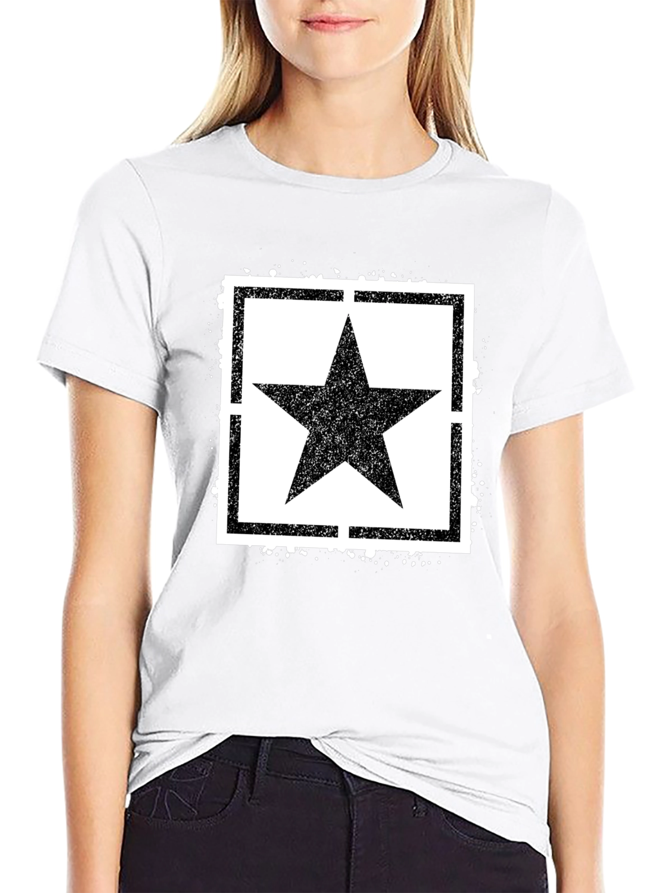 Black T-Shirt with Star Graphic