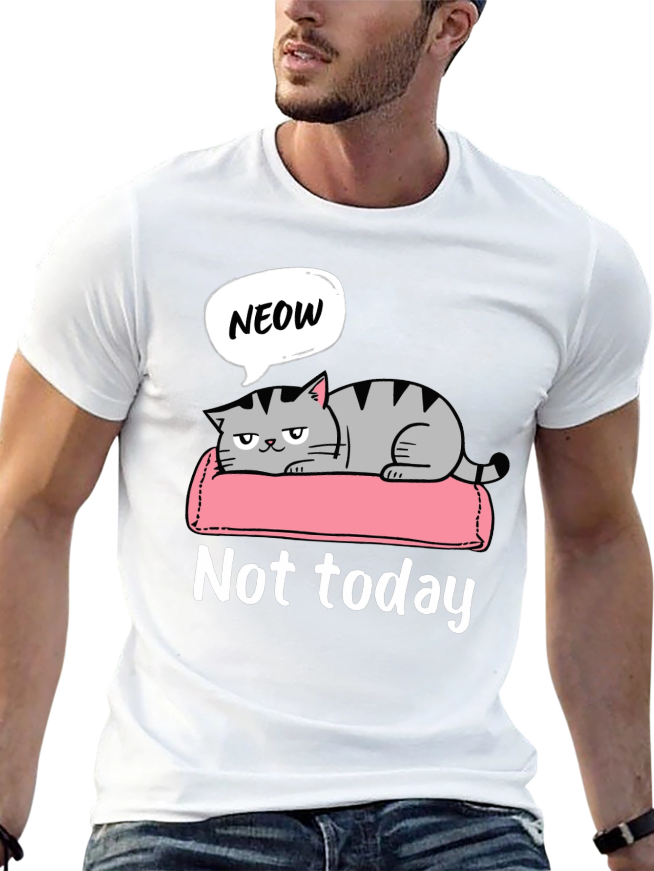 Not Today Cat Graphic T-Shirt Lazy Funny Tee
