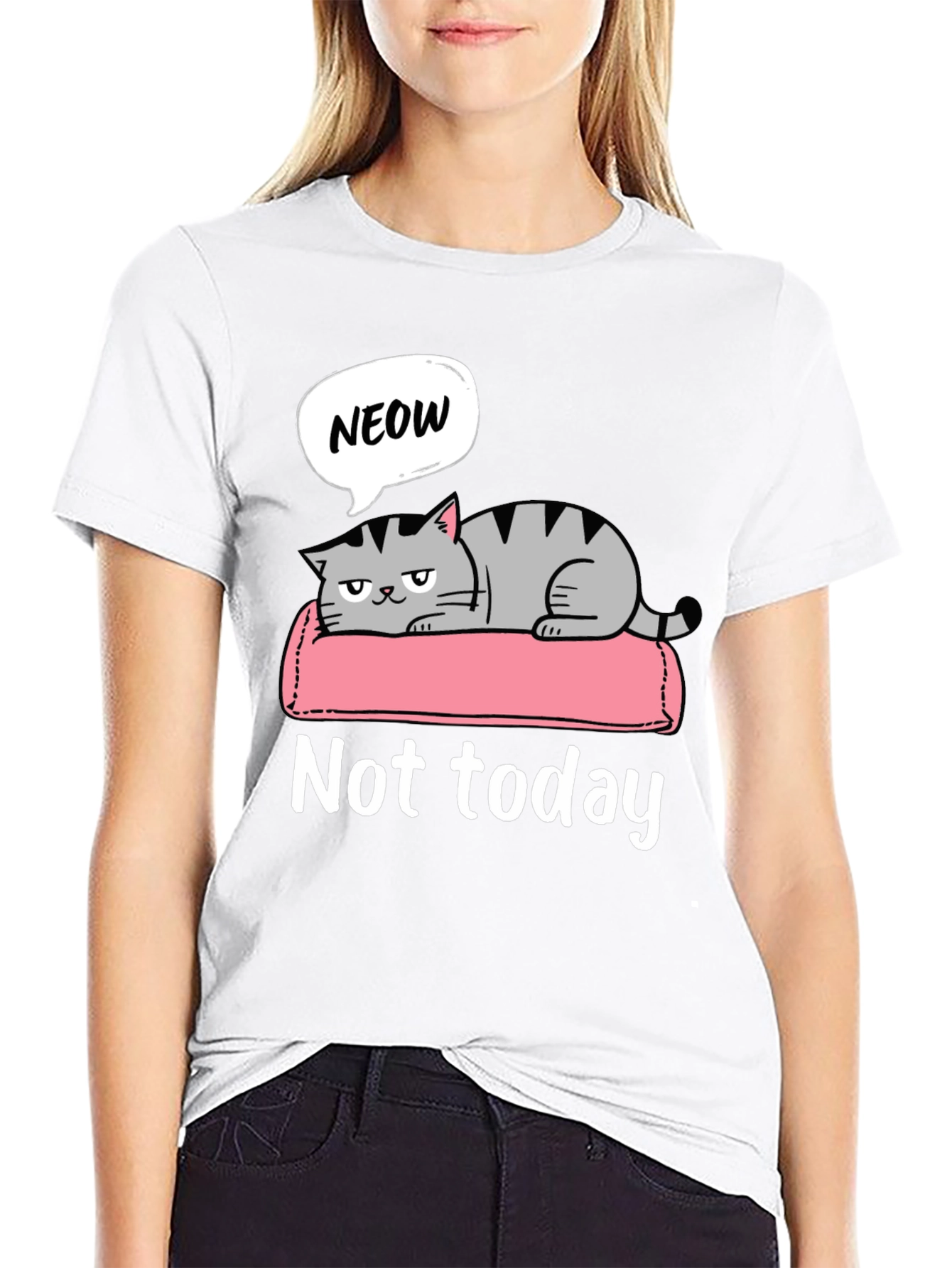 Not Today Cat Graphic T-Shirt Lazy Funny Tee