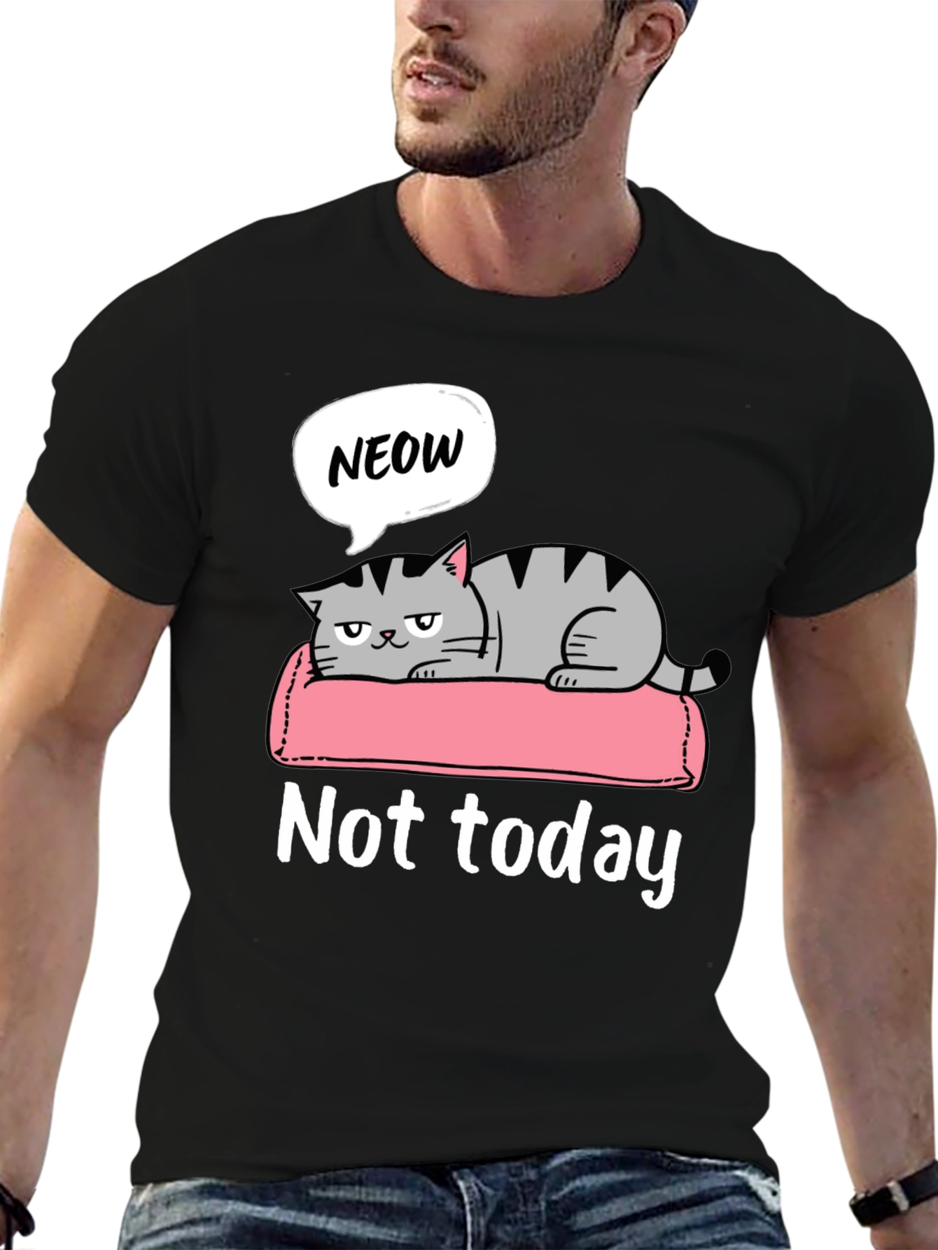 Not Today Cat Graphic T-Shirt Lazy Funny Tee