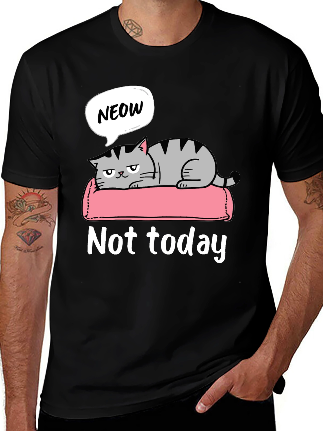 Not Today Cat Graphic T-Shirt Lazy Funny Tee