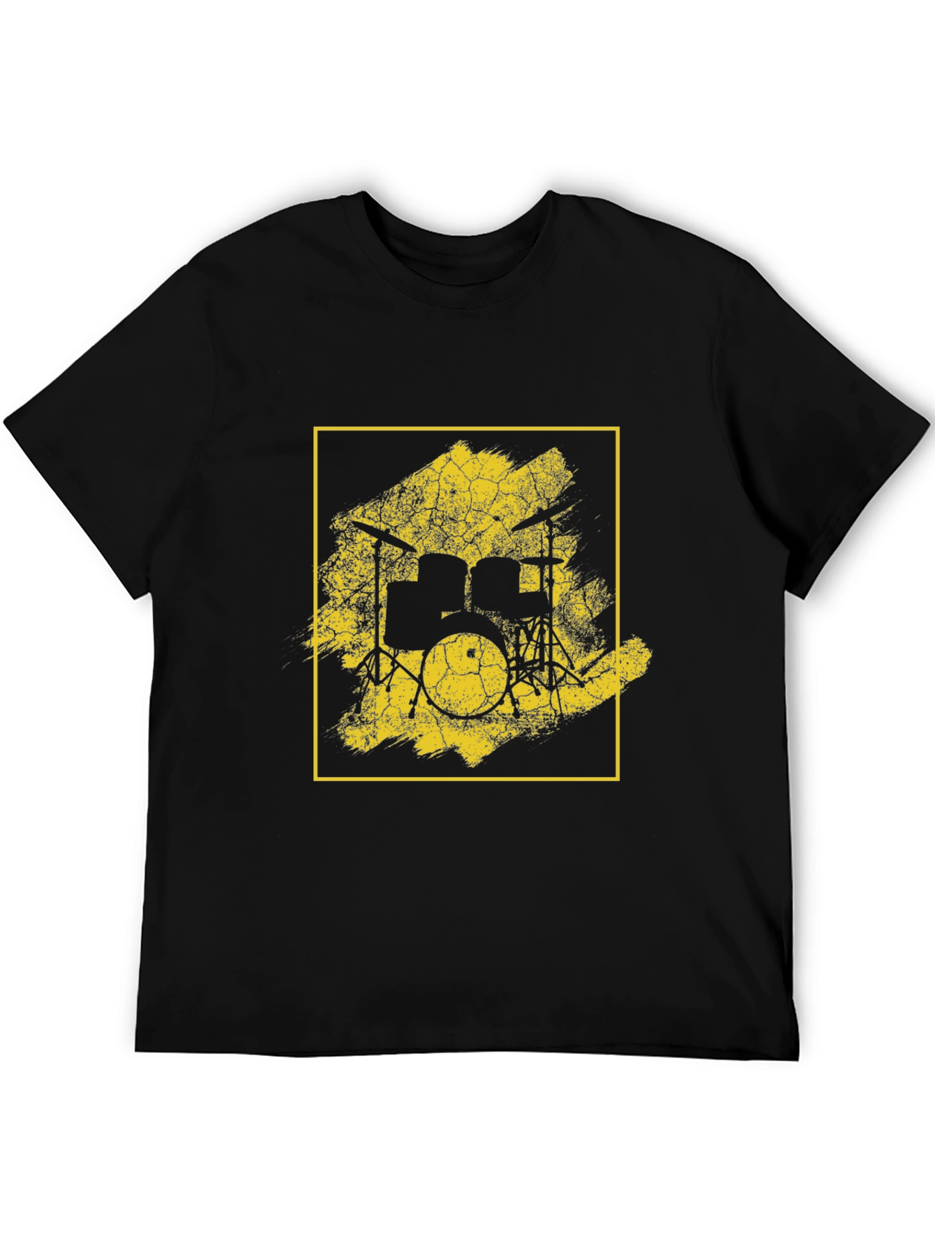 Distressed Drum Set Graphic Tee - Black