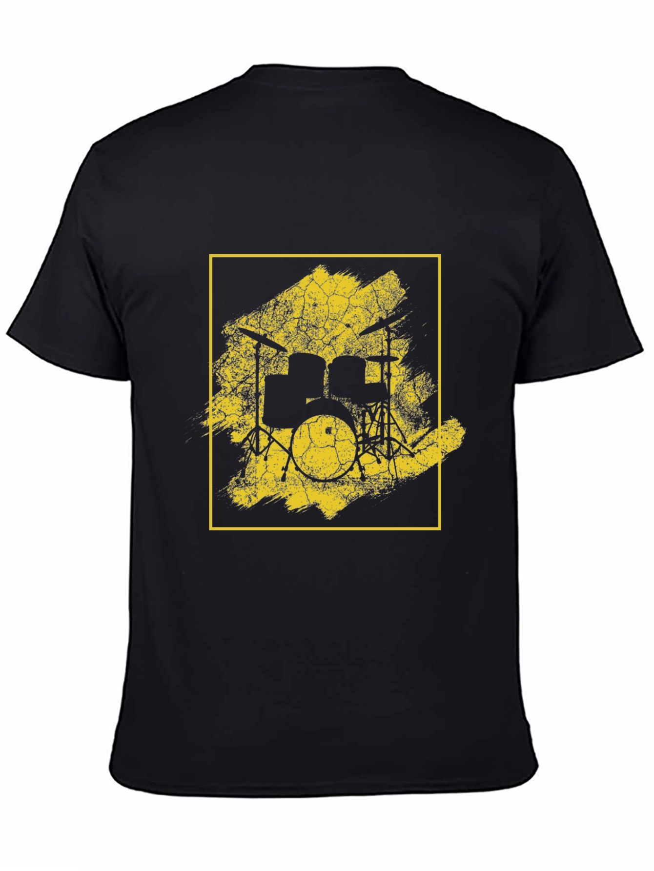 Distressed Drum Set Graphic Tee - Black