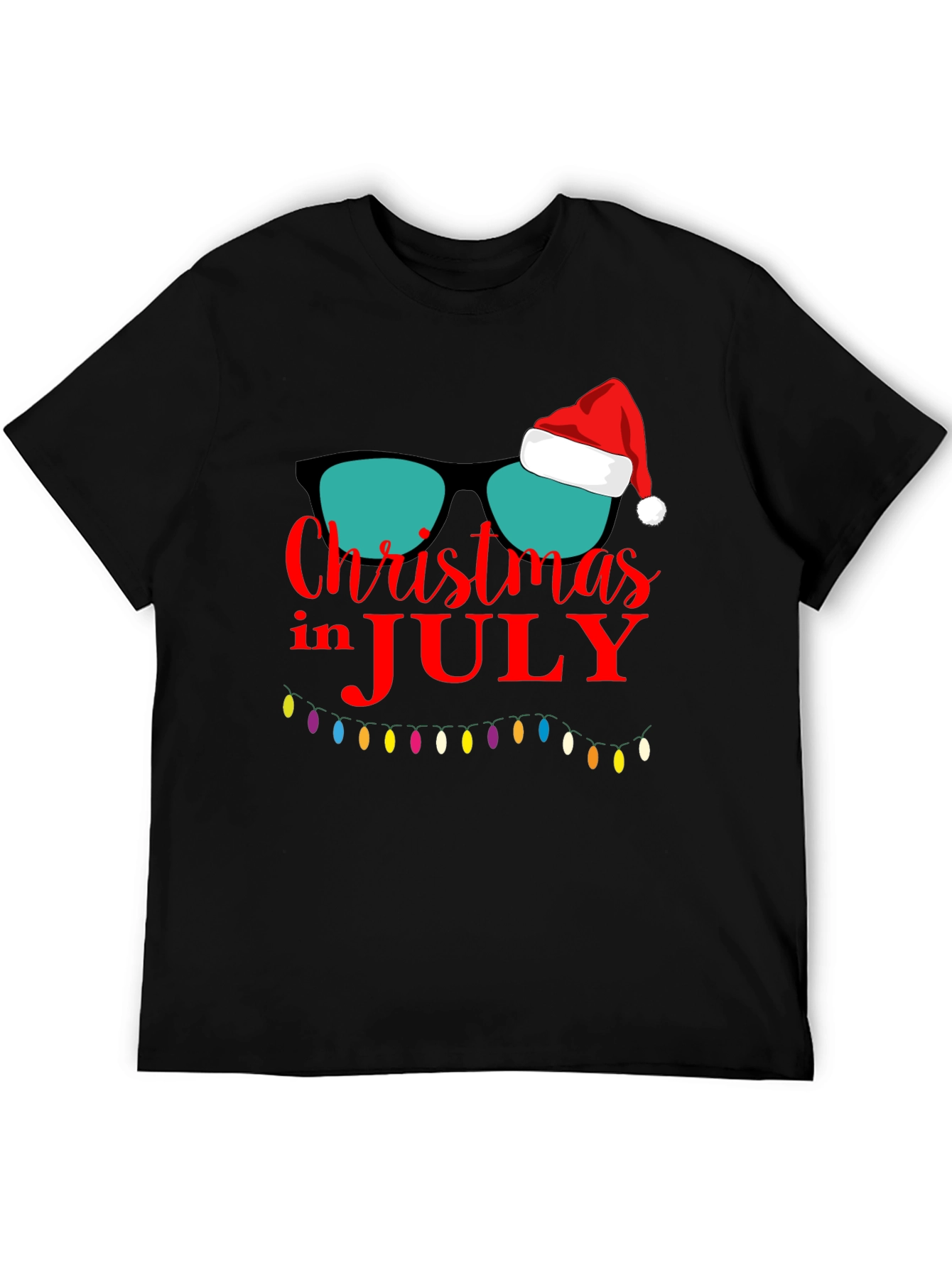 Christmas in July T-Shirt Santa Sunglasses Xmas Lights Tee