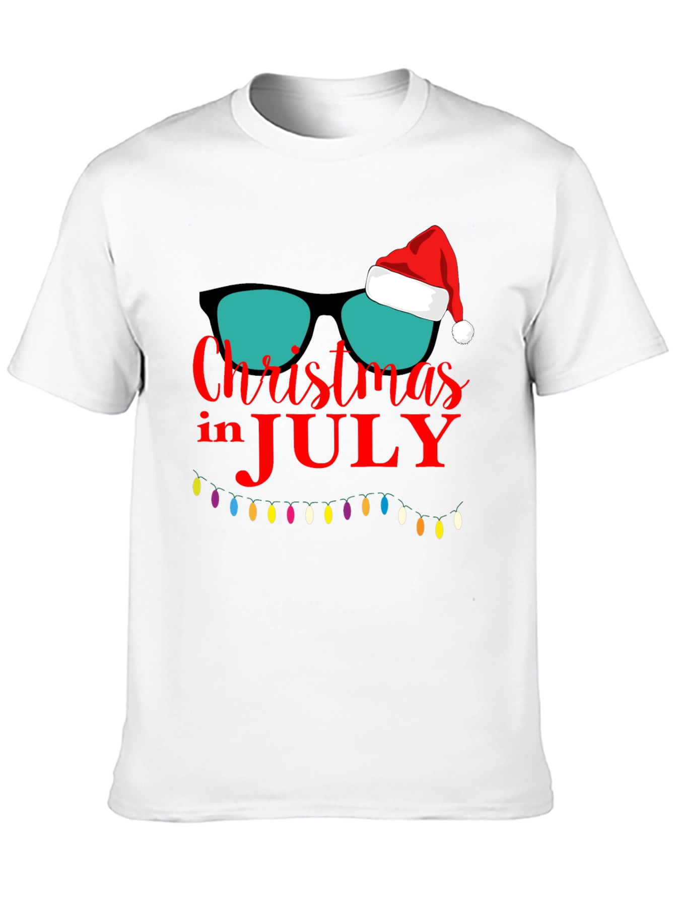 Christmas in July T-Shirt Santa Sunglasses Xmas Lights Tee