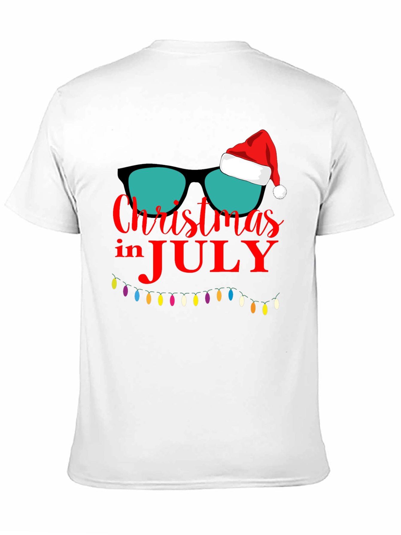 Christmas in July T-Shirt Santa Sunglasses Xmas Lights Tee