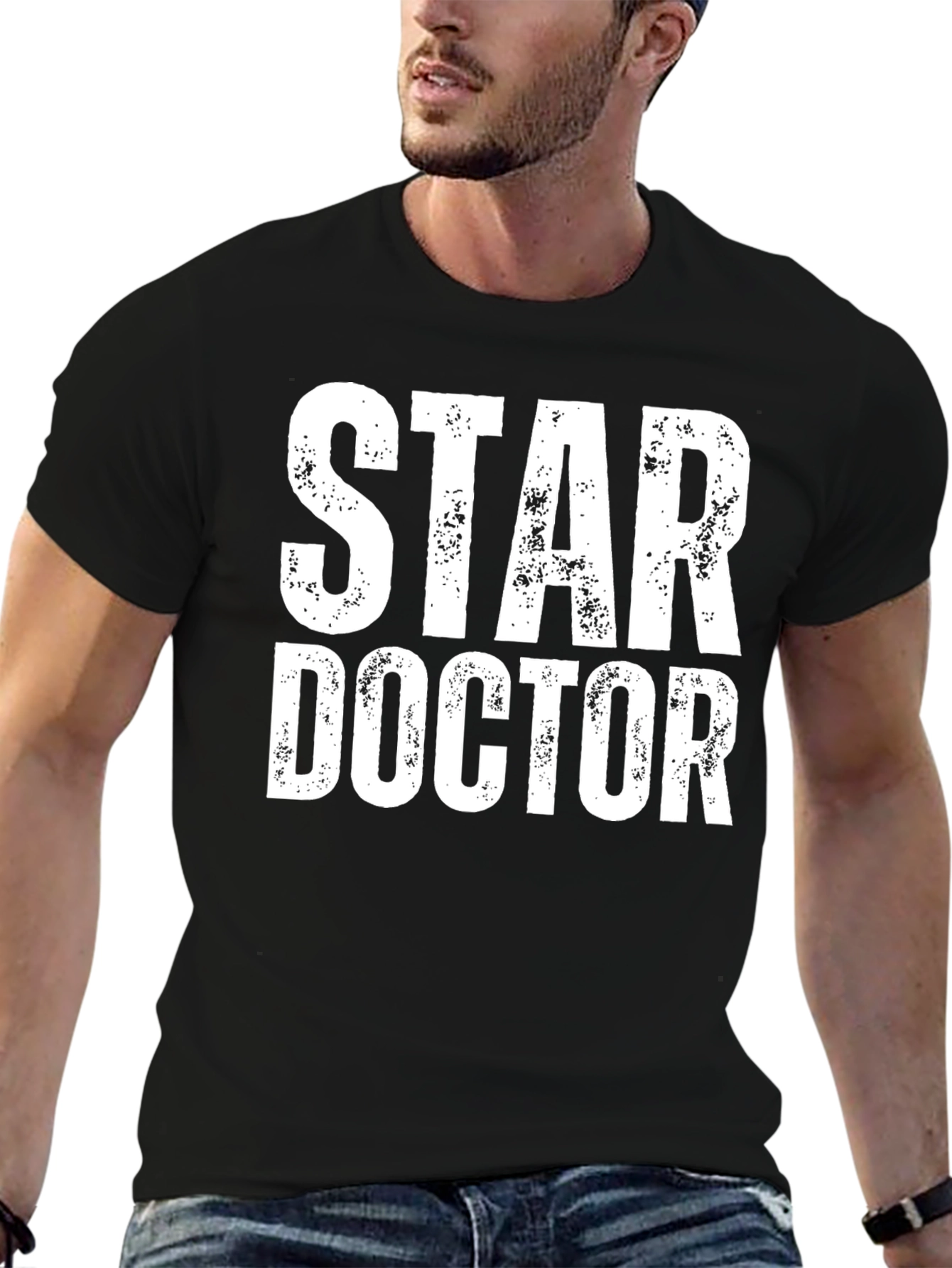 Star Doctor Graphic T-Shirt - Black Cotton Blend