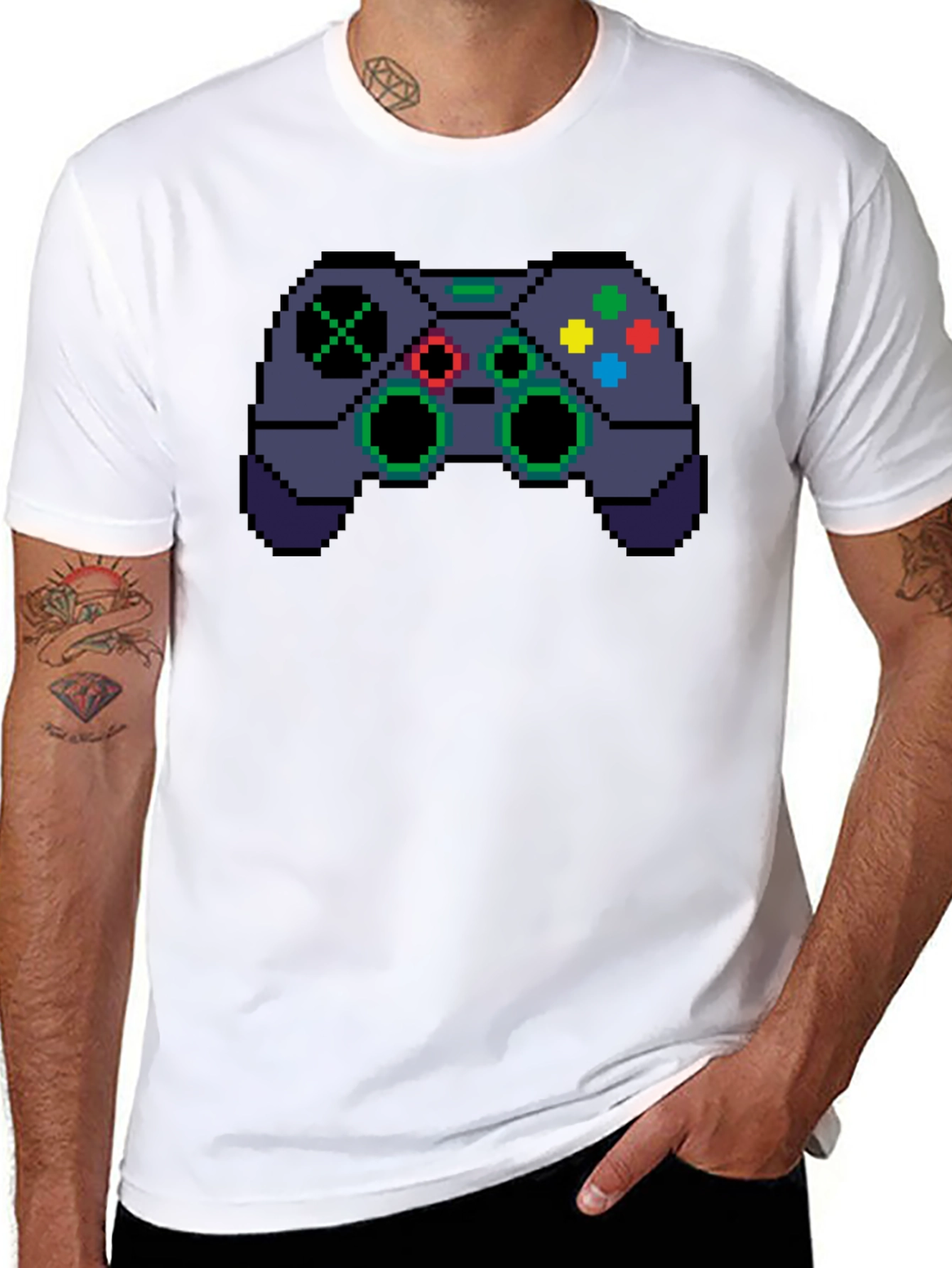 Pixel Game Controller Black T-Shirt