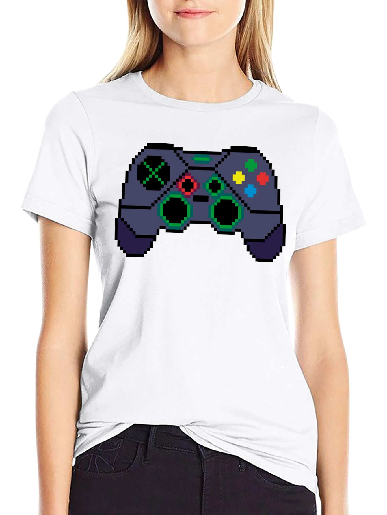 Pixel Game Controller Black T-Shirt