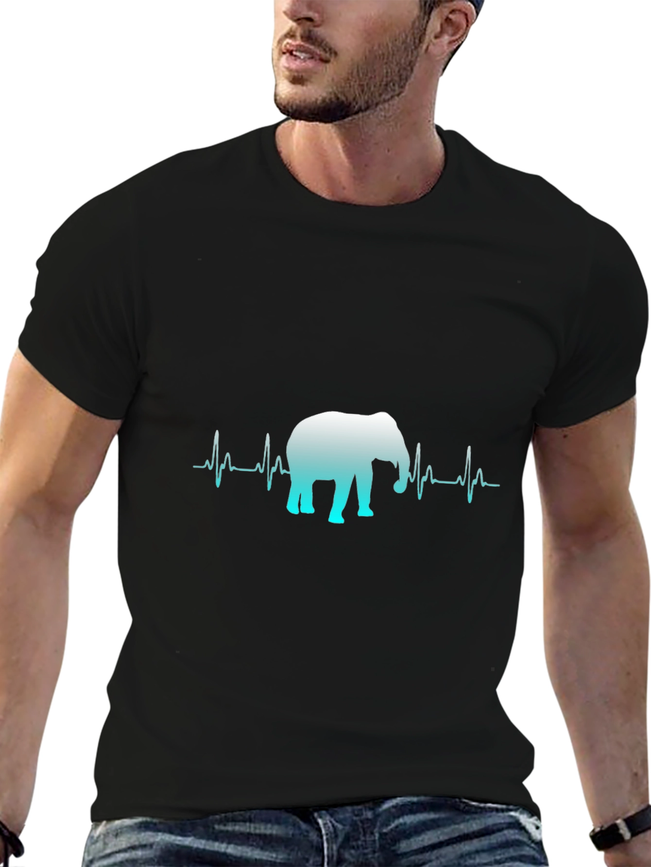 Elephant Heartbeat Graphic Tee - Black