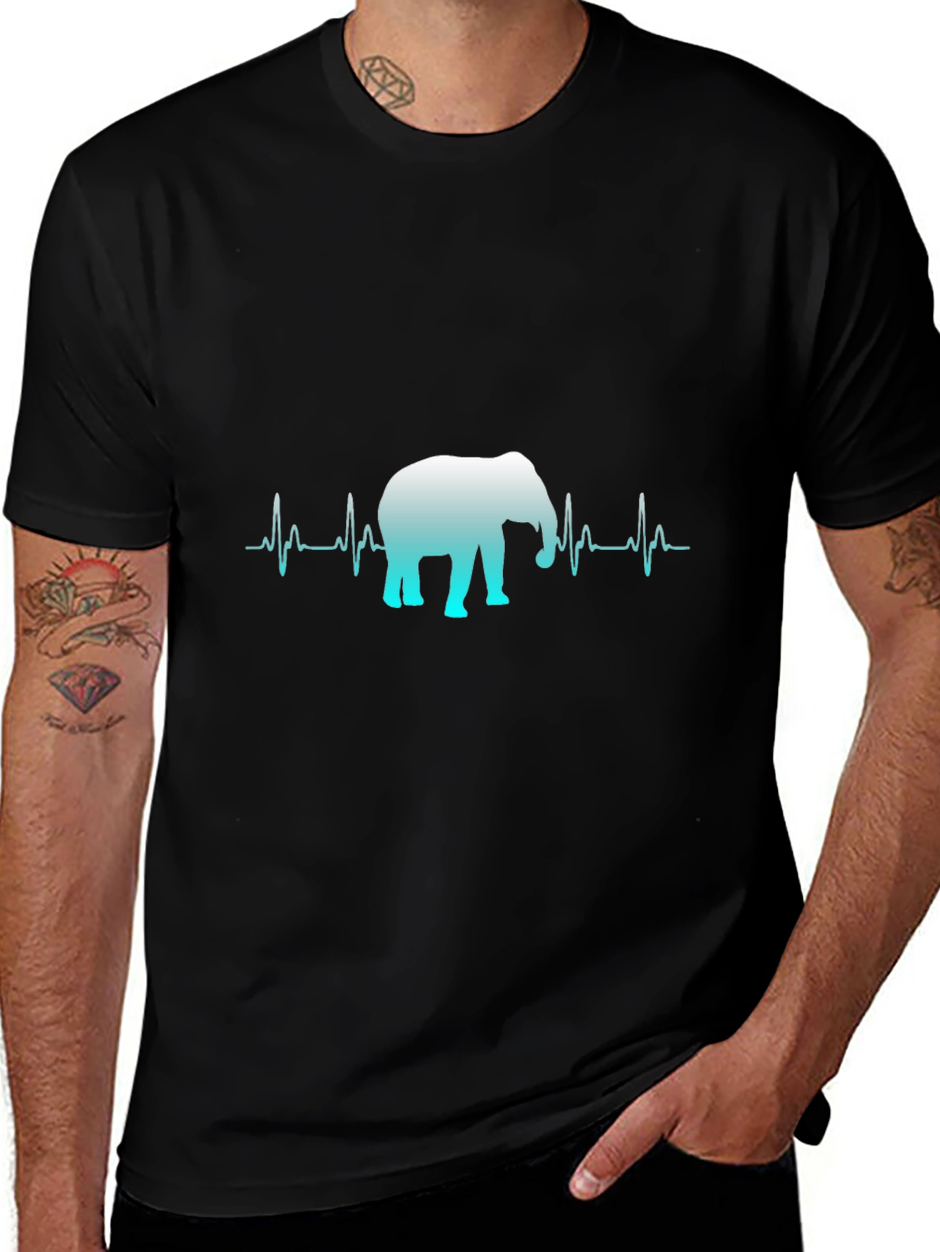 Elephant Heartbeat Graphic Tee - Black