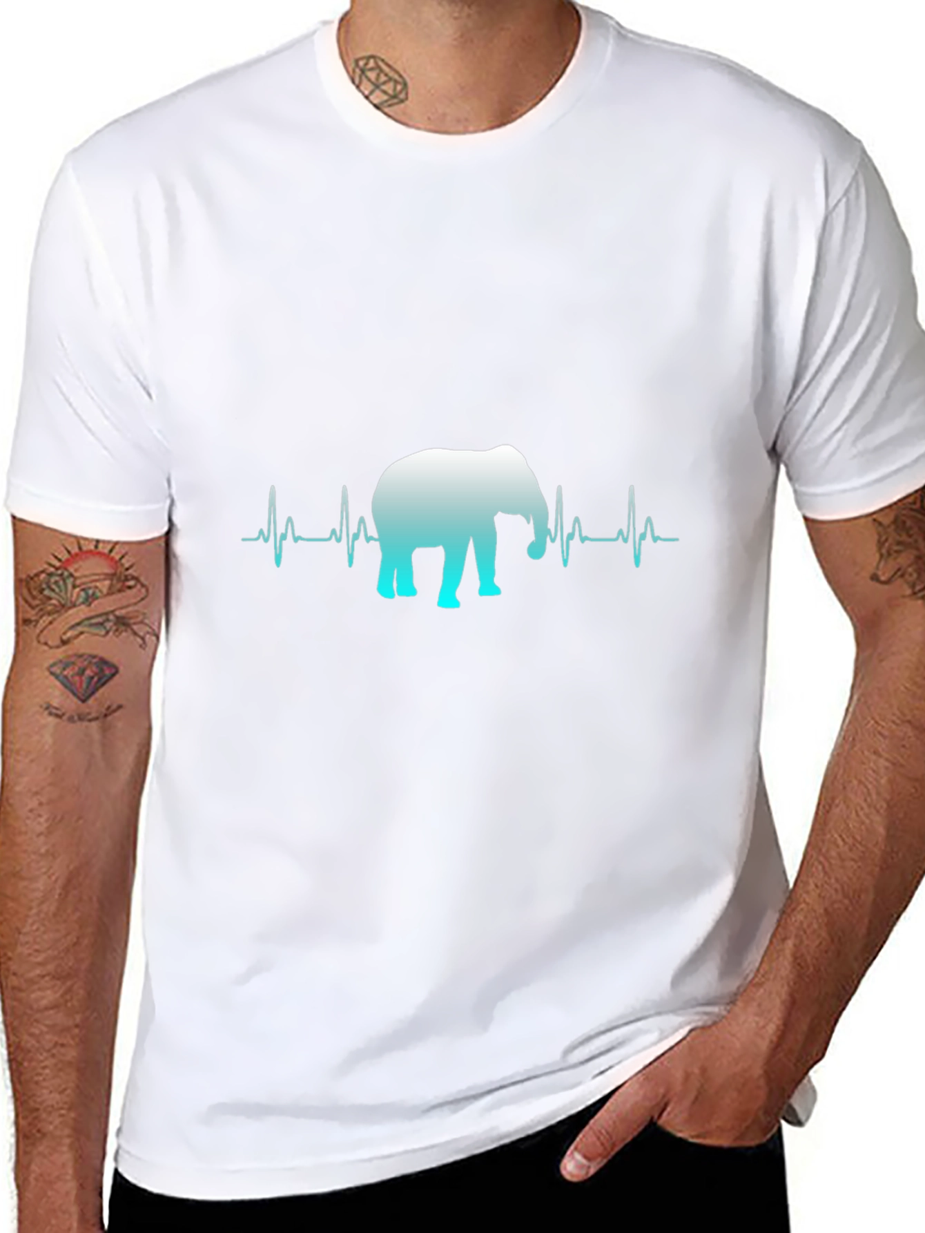 Elephant Heartbeat Graphic Tee - Black