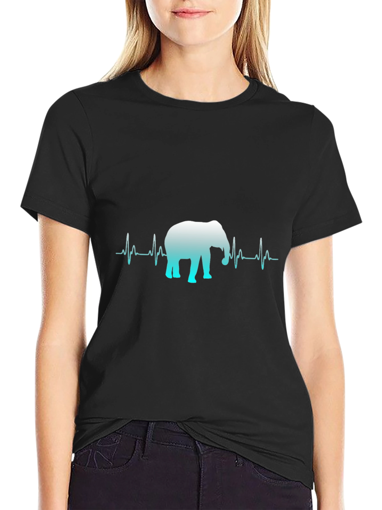 Elephant Heartbeat Graphic Tee - Black