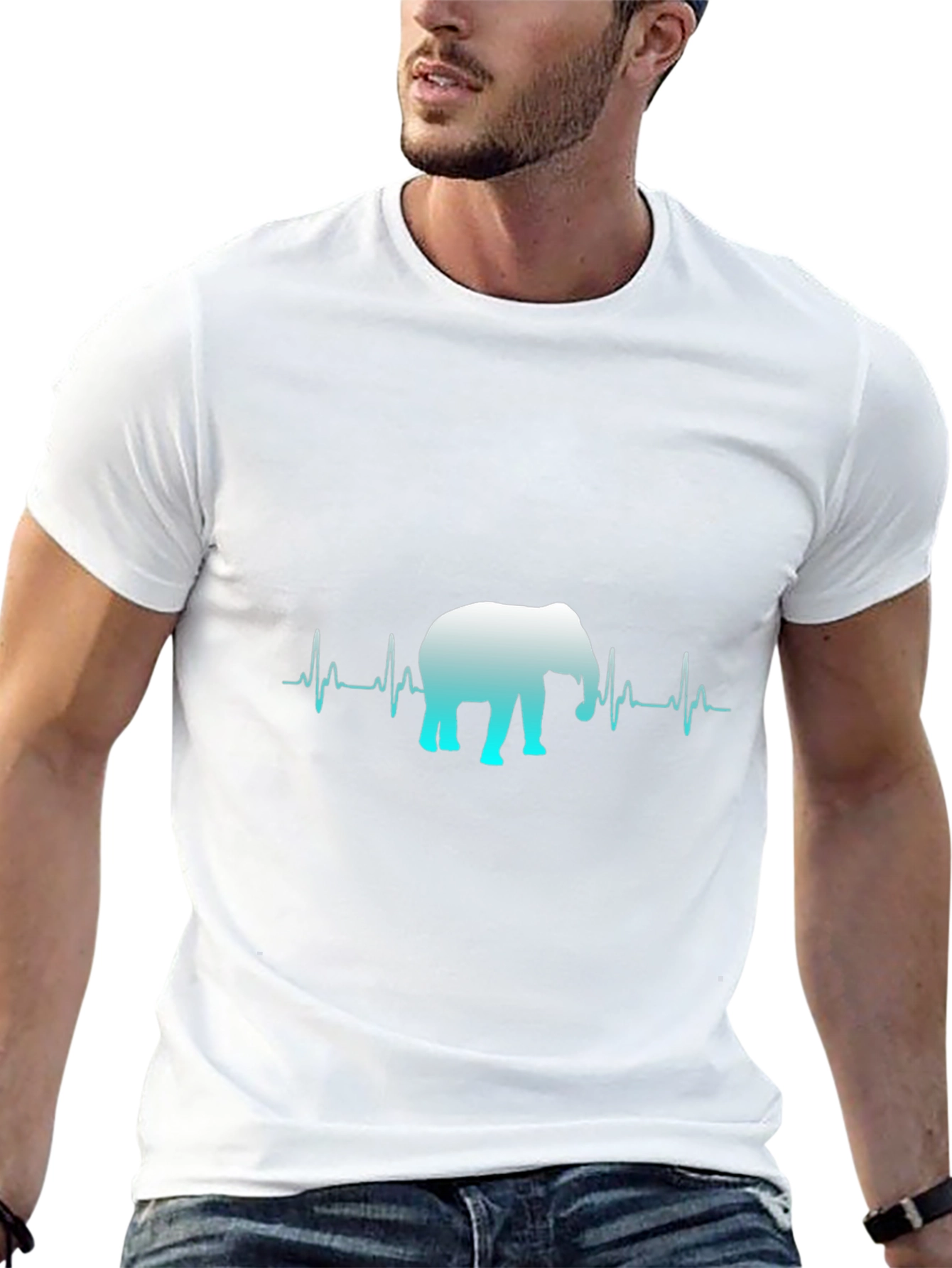 Elephant Heartbeat Graphic Tee - Black
