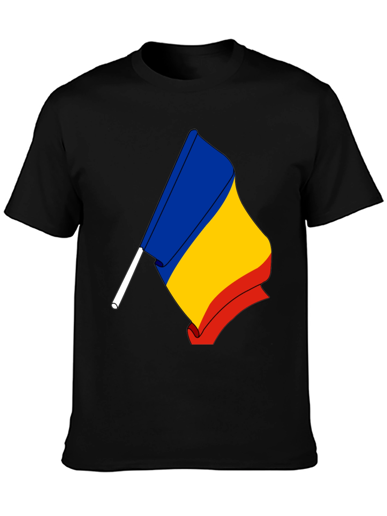 Romania Flag Graphic T-Shirt - Black