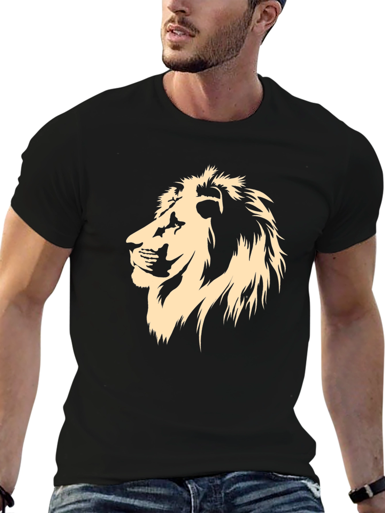 Lion Graphic T-Shirt - Mens Crew Neck Tee