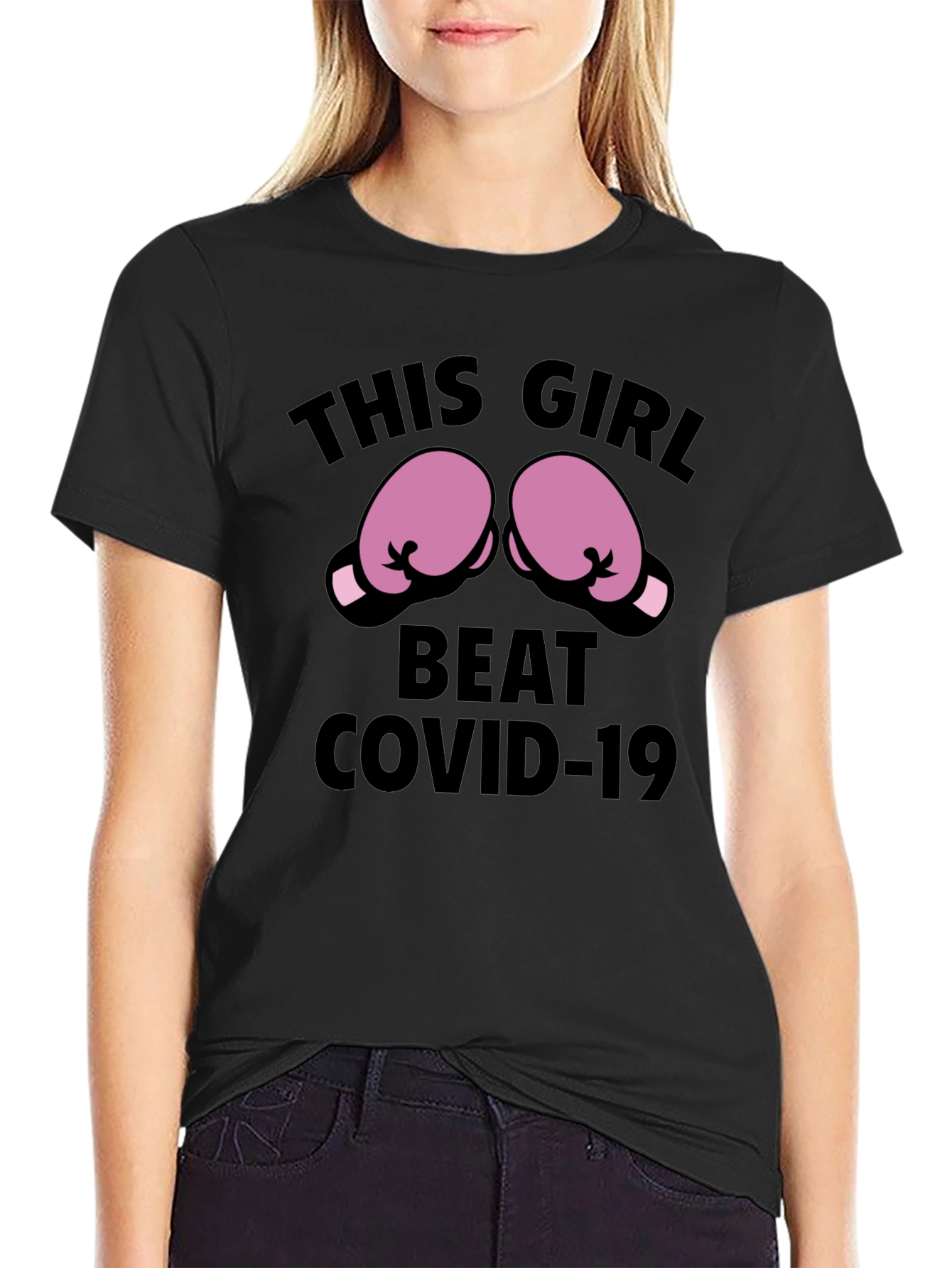This Girl Beat COVID-19 Boxing Gloves T-Shirt