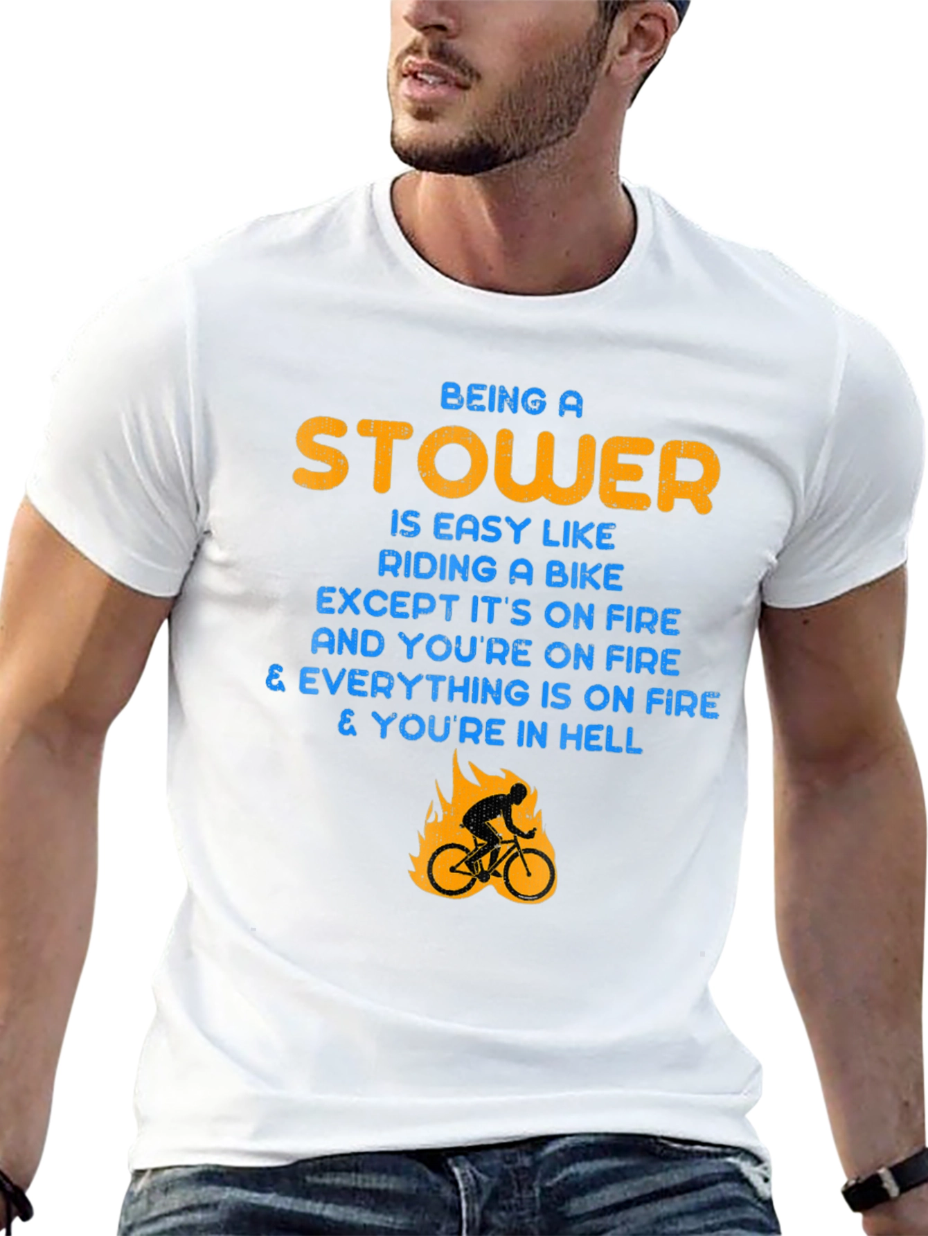 Stower Hell Fire Biker Graphic T-Shirt