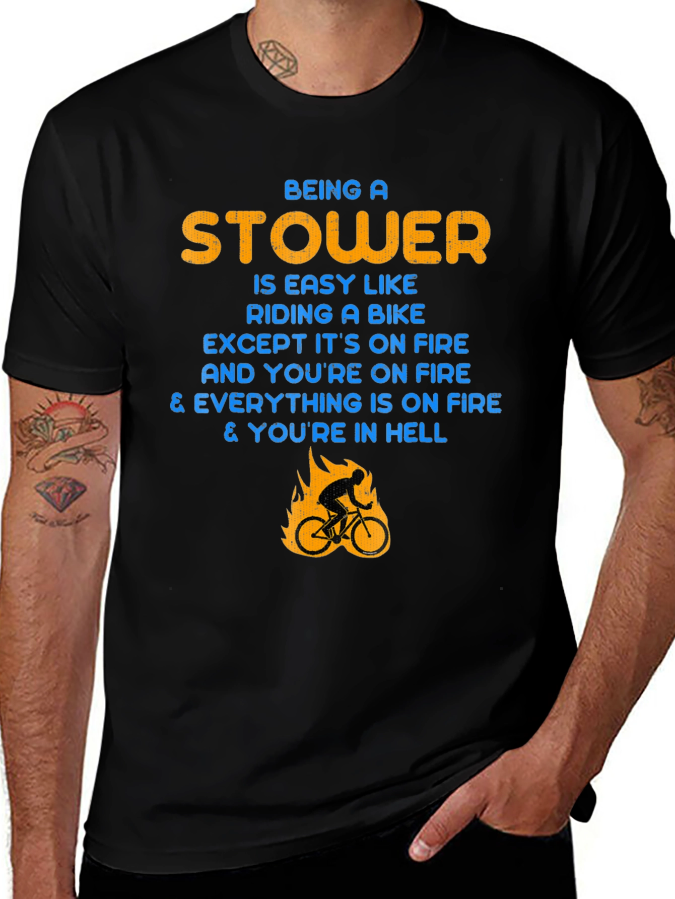 Stower Hell Fire Biker Graphic T-Shirt