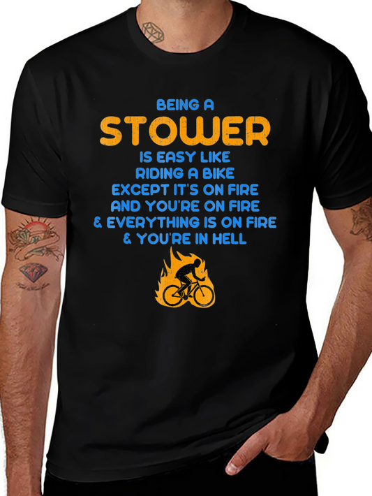 Stower Hell Fire Biker Graphic T-Shirt