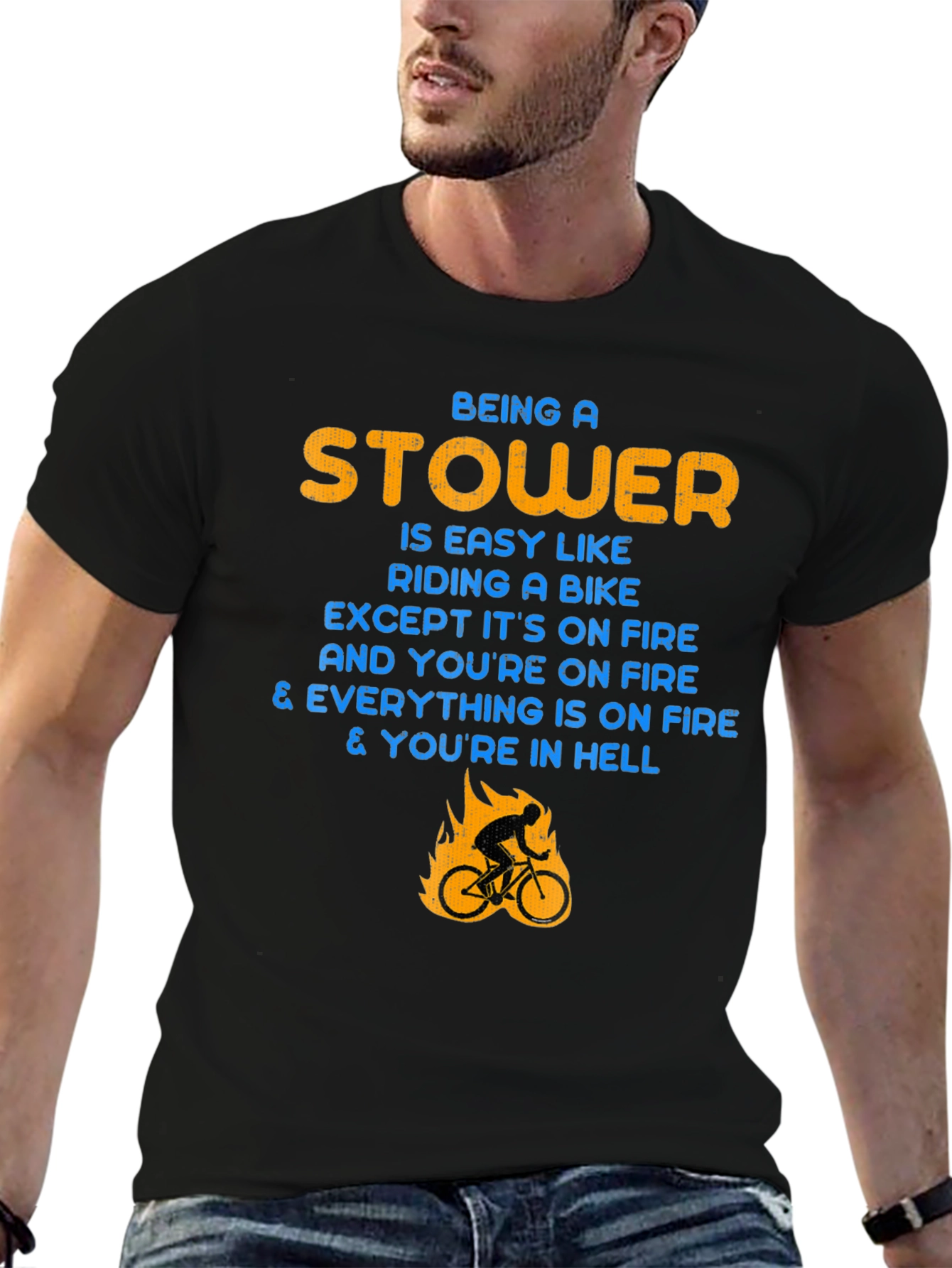 Stower Hell Fire Biker Graphic T-Shirt
