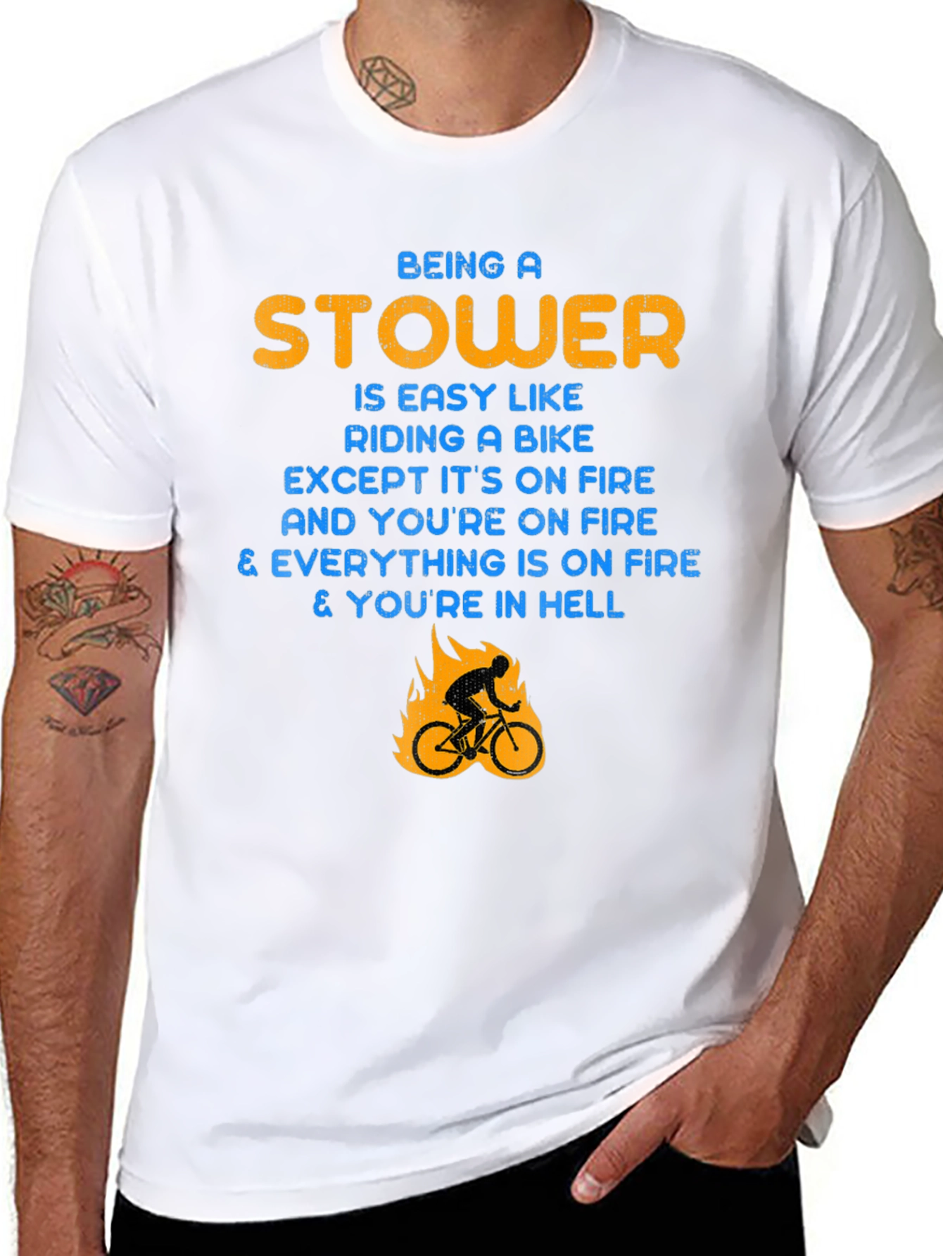 Stower Hell Fire Biker Graphic T-Shirt