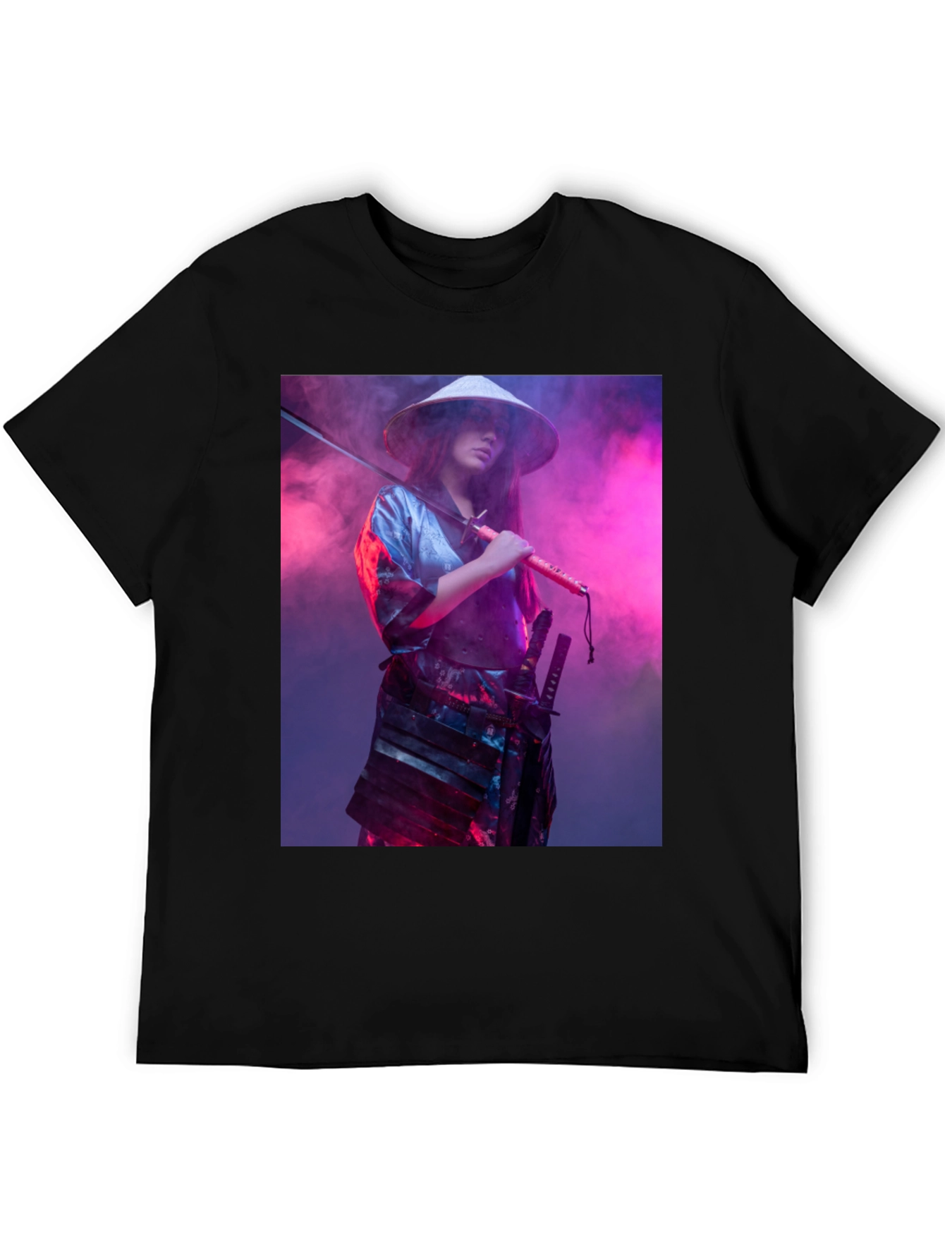 Samurai Woman T-Shirt - Sleek Black Tee