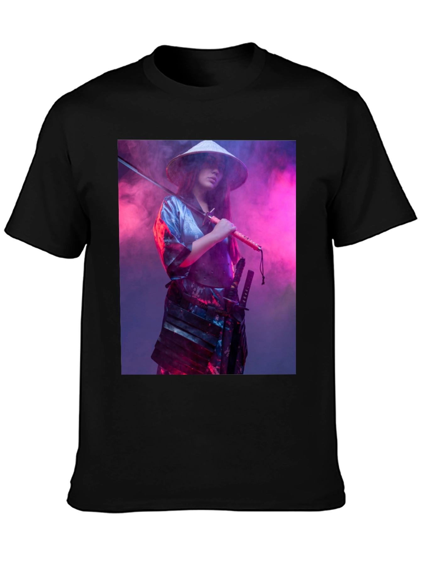 Samurai Woman T-Shirt - Sleek Black Tee