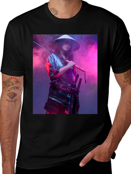 Samurai Woman T-Shirt - Sleek Black Tee